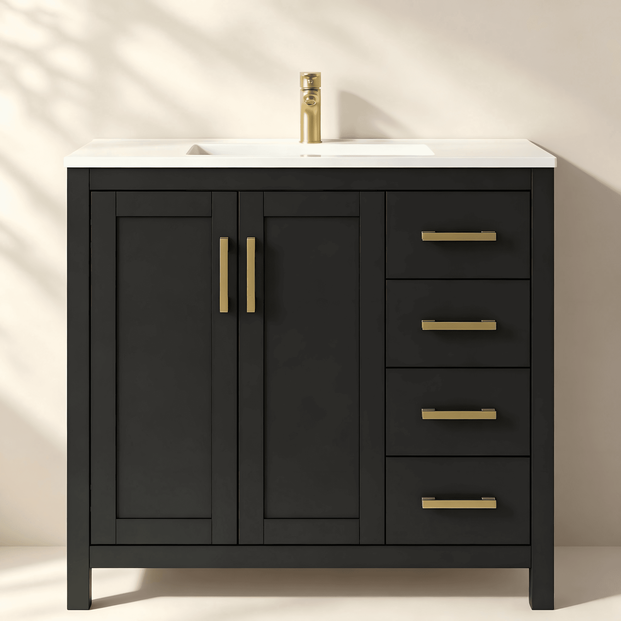 Freestanding Bathroom Vanity with Doors and Drawers thumbnail view 2