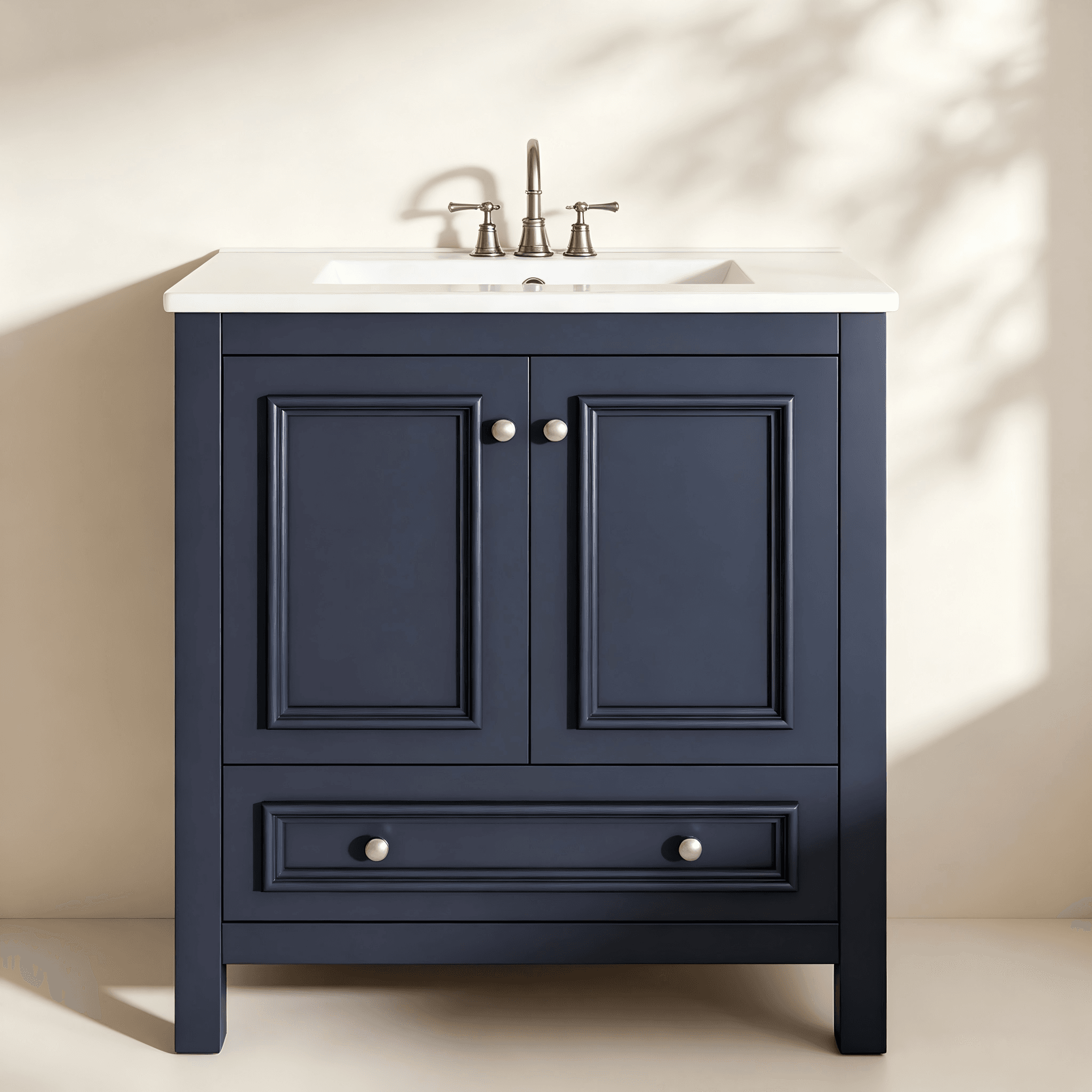 Two-Door Bathroom Vanity with Lower Drawer thumbnail view 2