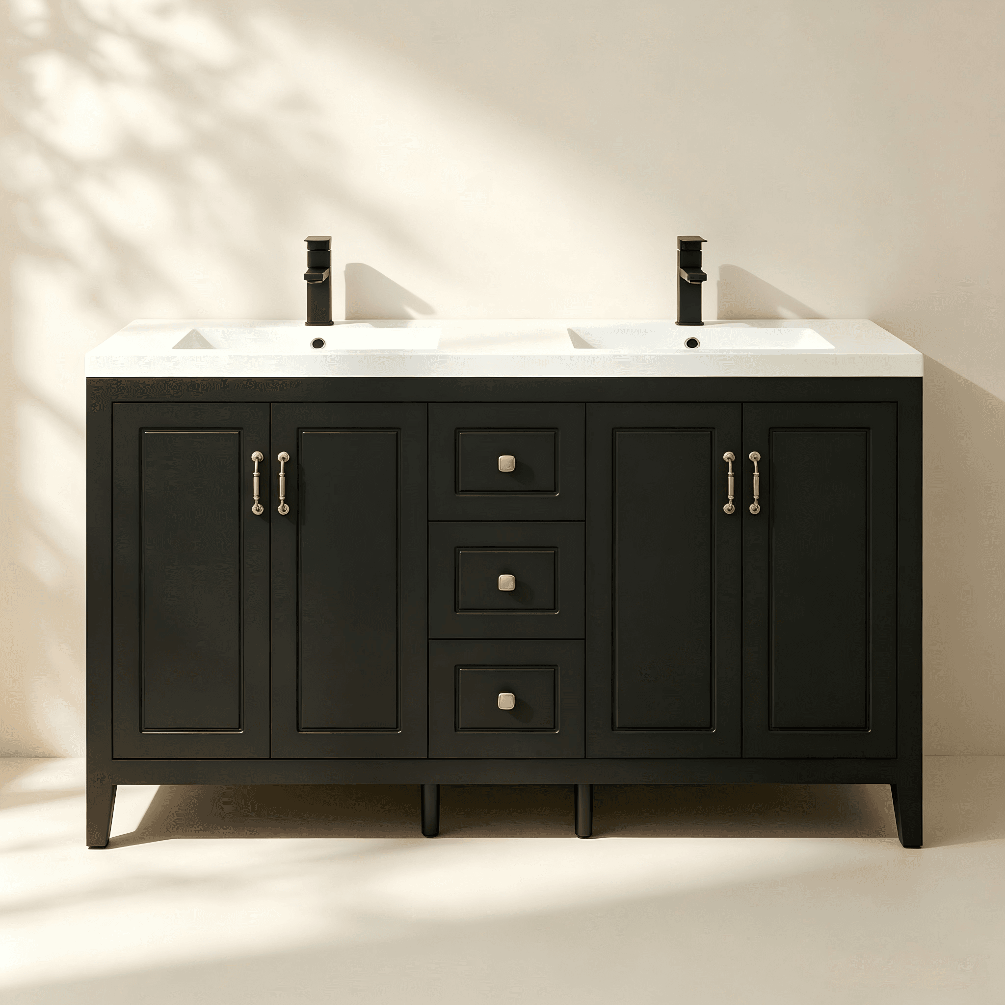Double-Sink Bathroom Vanity with Center Drawers thumbnail view 2