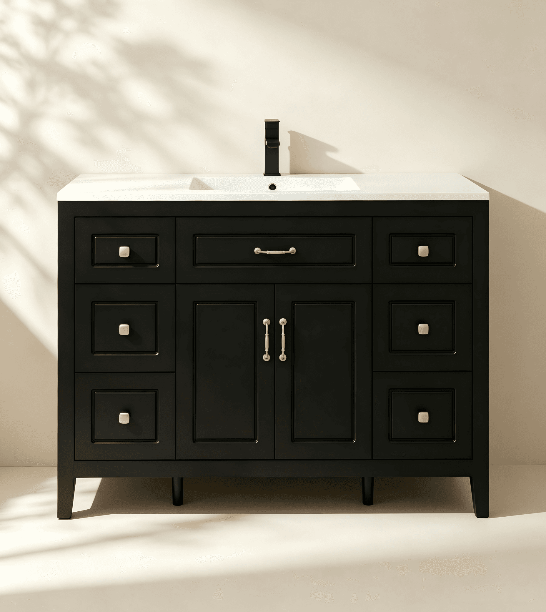 Bathroom Vanity with Center Cabinet and Side Drawers thumbnail view 2