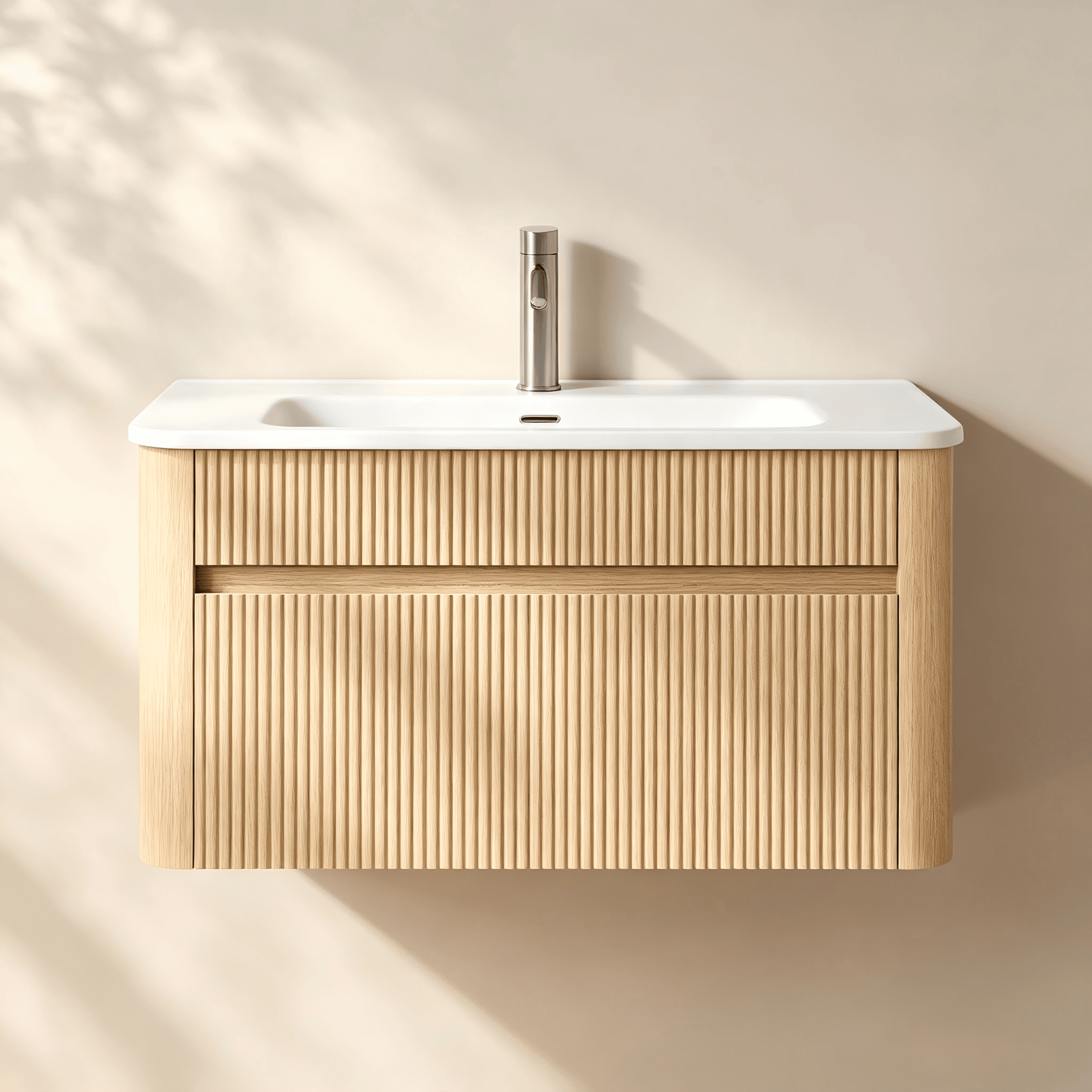 Wall-Mounted Fluted Bathroom Vanity thumbnail view 2