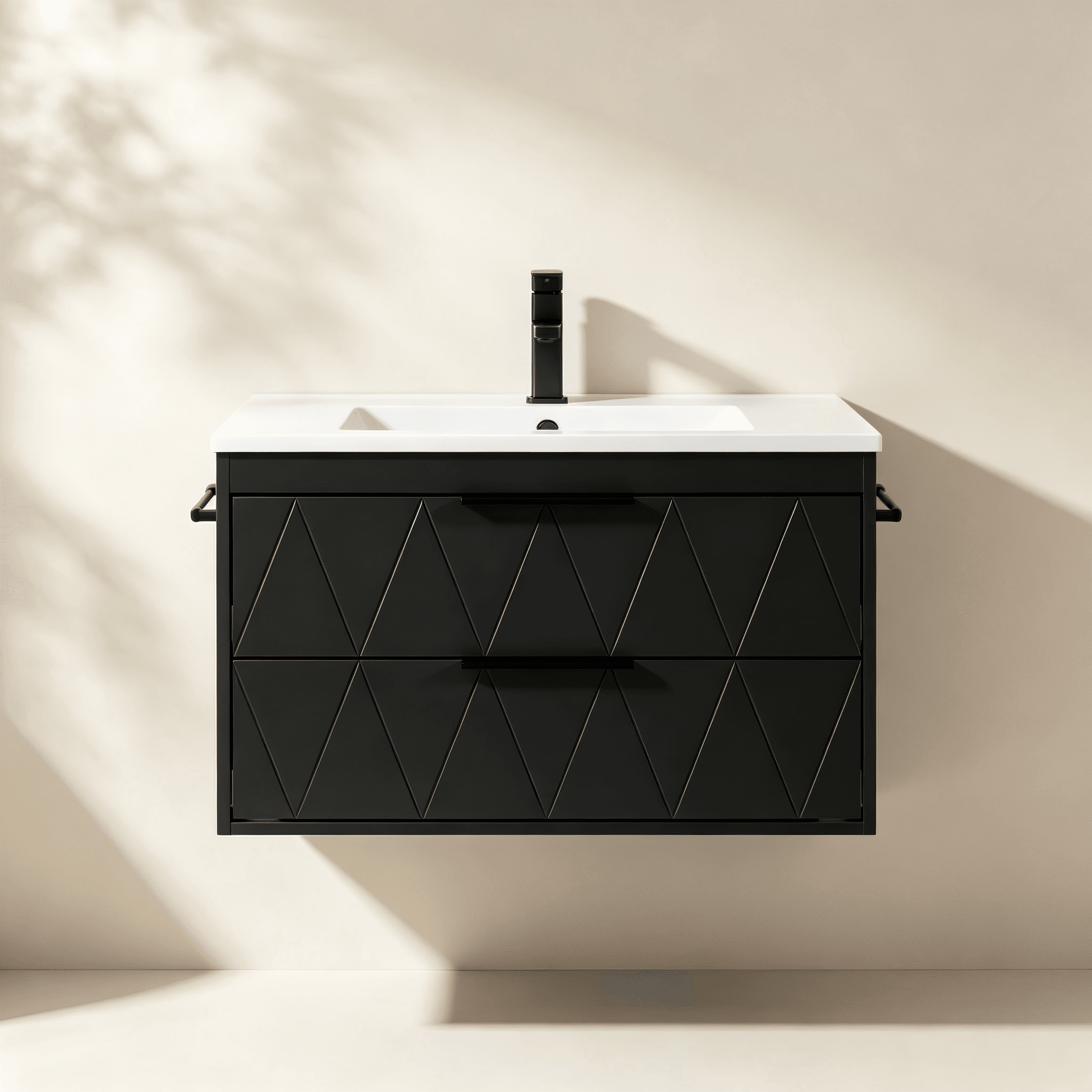 Geometric Two-Drawer Floating Bathroom Vanity thumbnail view 2