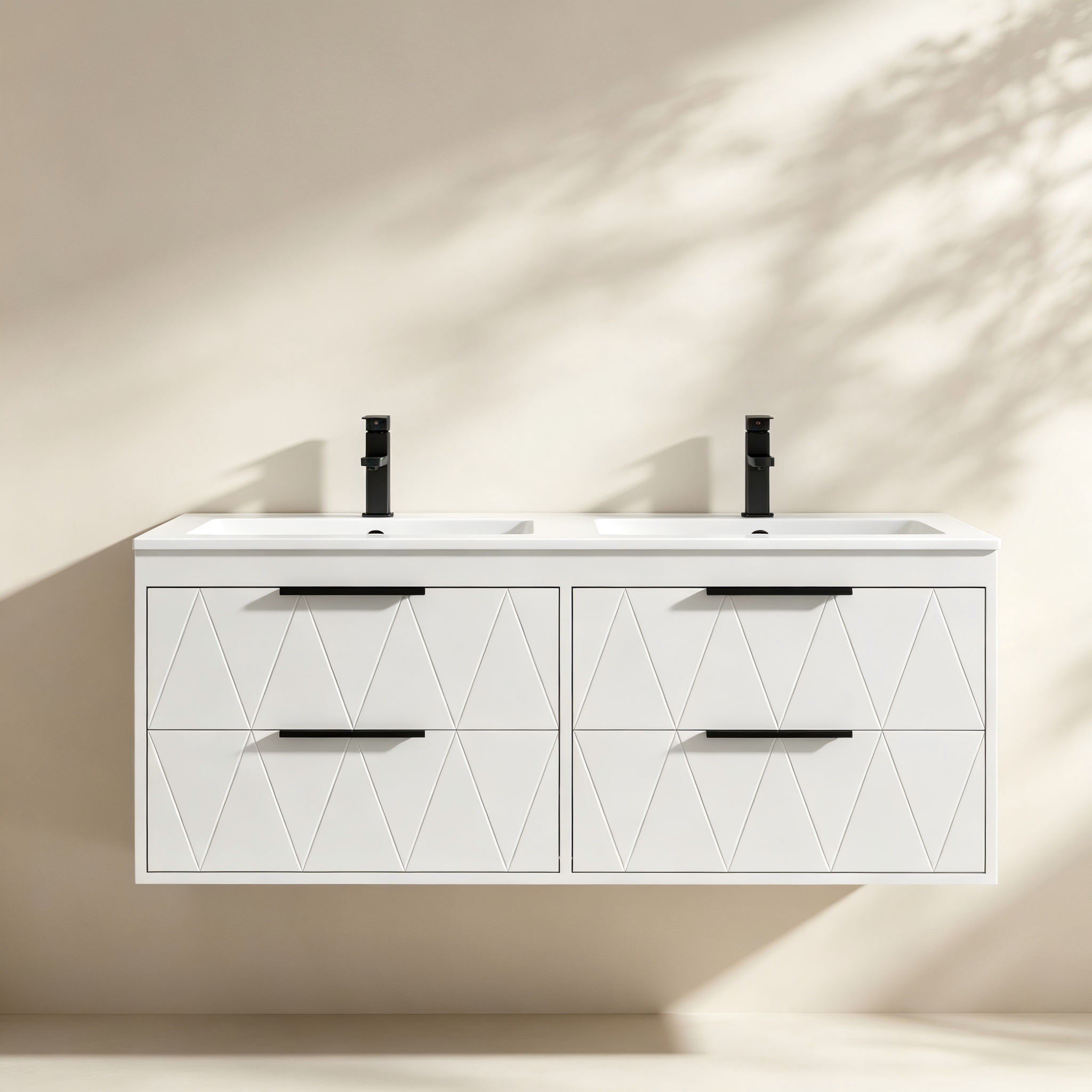 Double-Sink Geometric Floating Bathroom Vanity thumbnail view 1