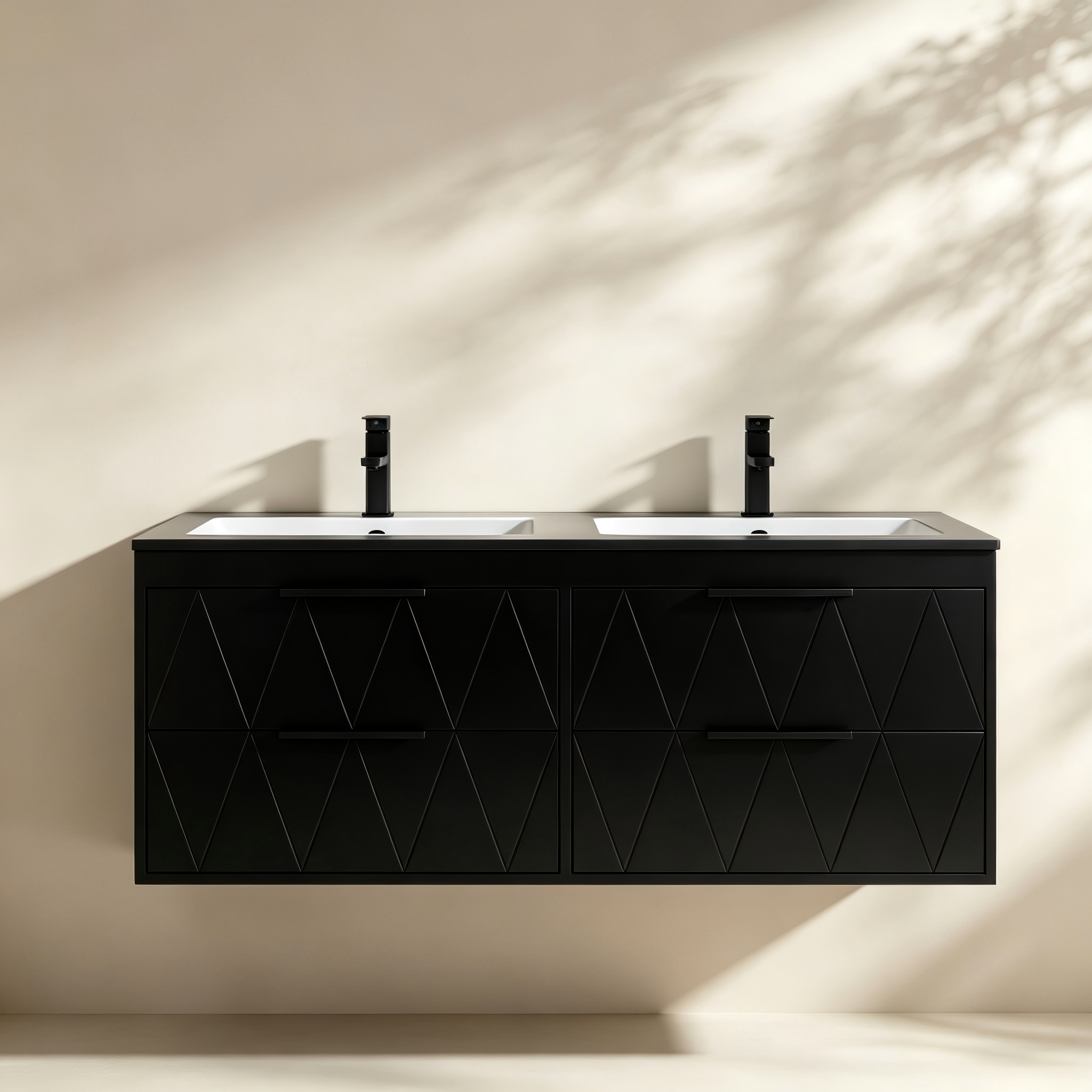 Double-Sink Geometric Floating Bathroom Vanity thumbnail view 2