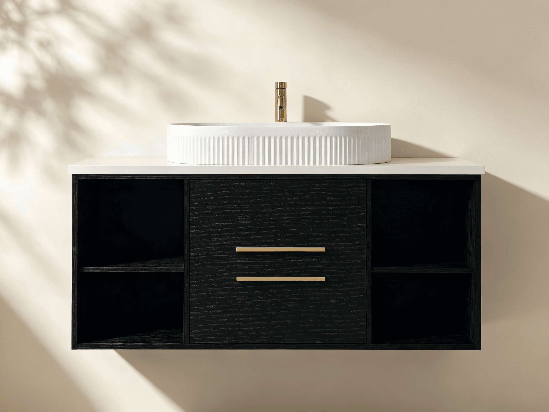 Floating Bathroom Vanity with Open Shelves thumbnail view 2