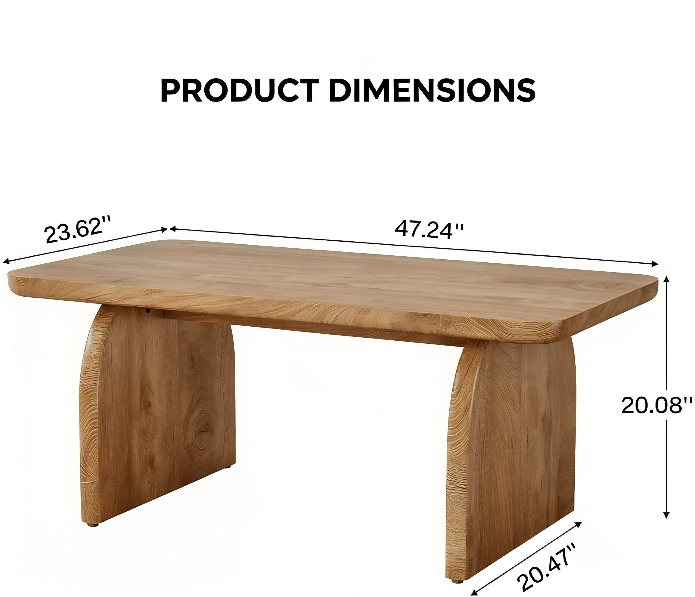 CT004 Sculptural Black Coffee Table product dimensions