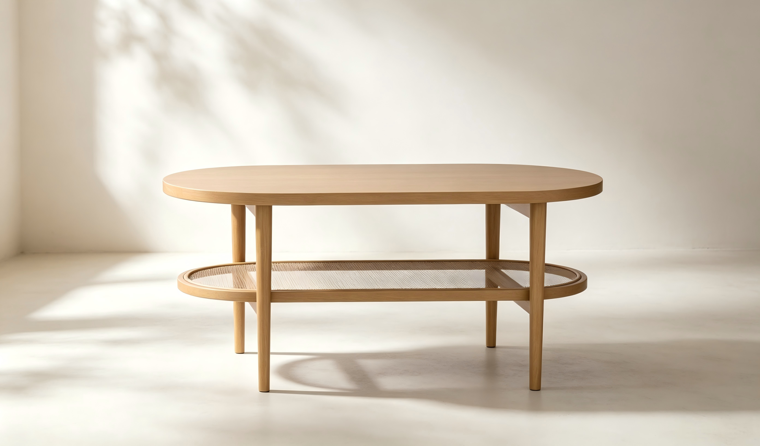 Oval Coffee Table with Open Shelf for custom living room furniture collections