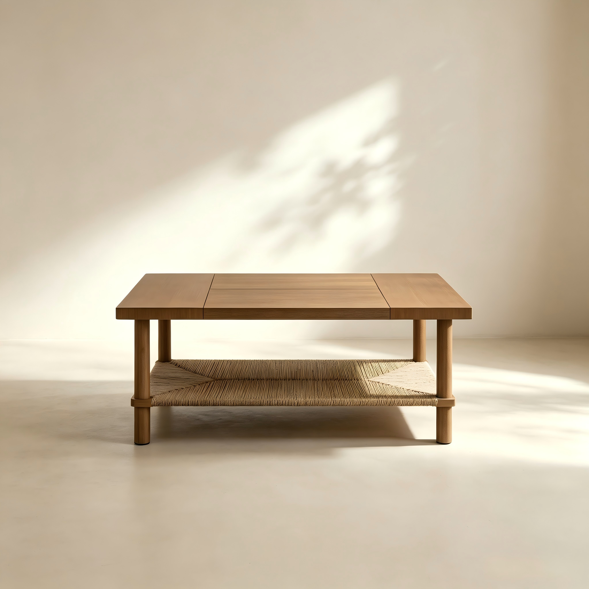 Rope-Woven Coffee Table with Lower Shelf thumbnail view 2