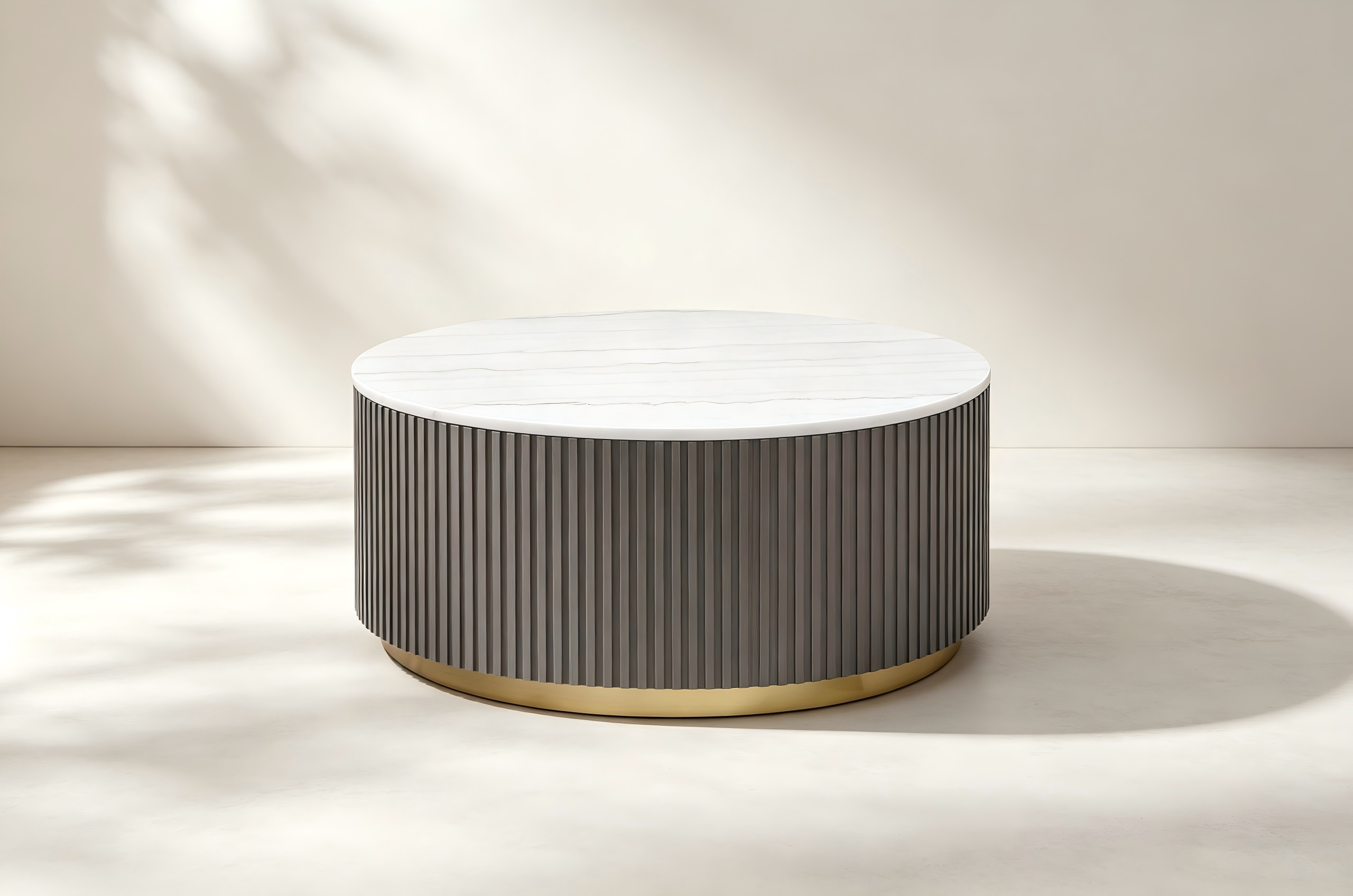 Round Fluted Coffee Table for custom living room furniture collections