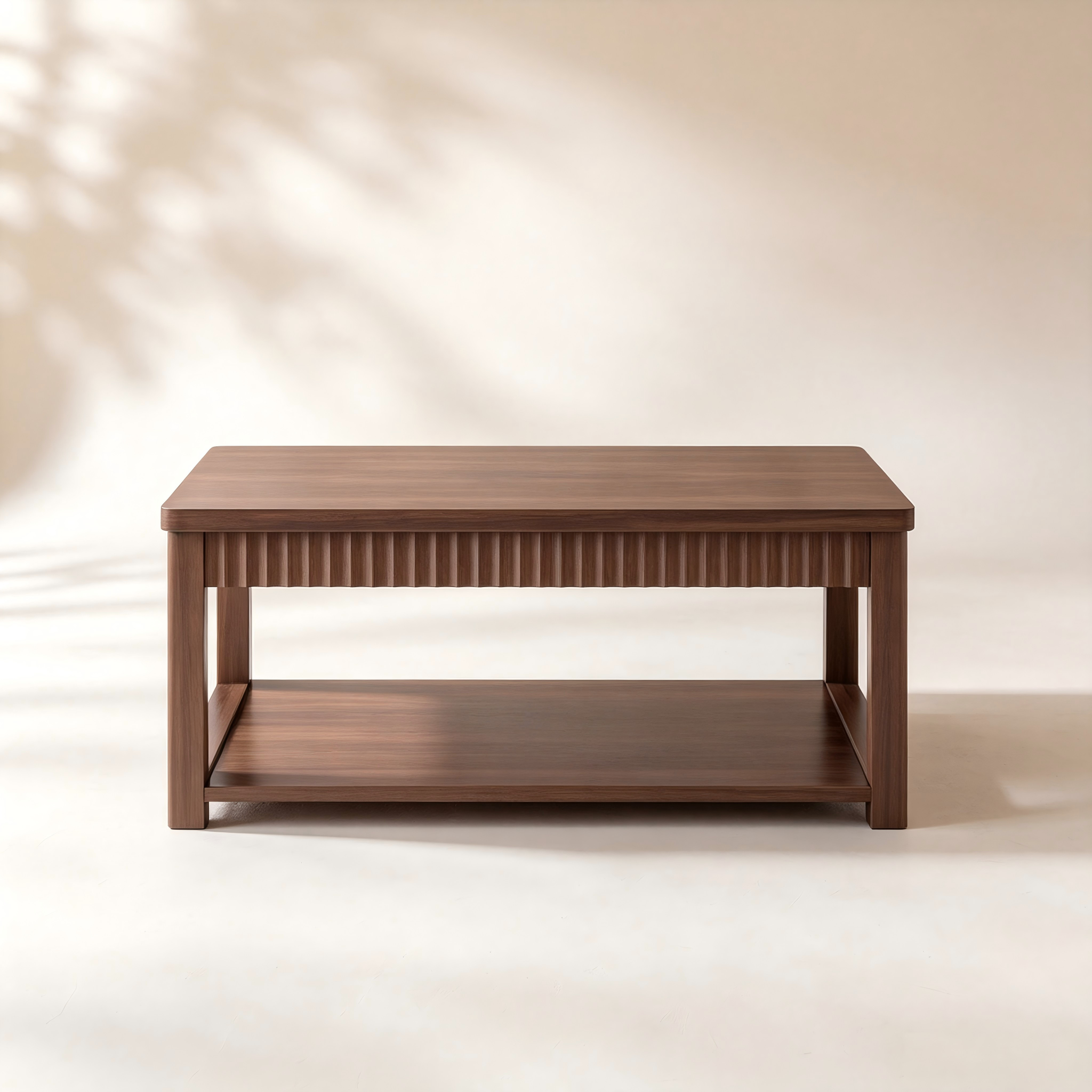 Slatted Coffee Table with Lower Shelf thumbnail view 2