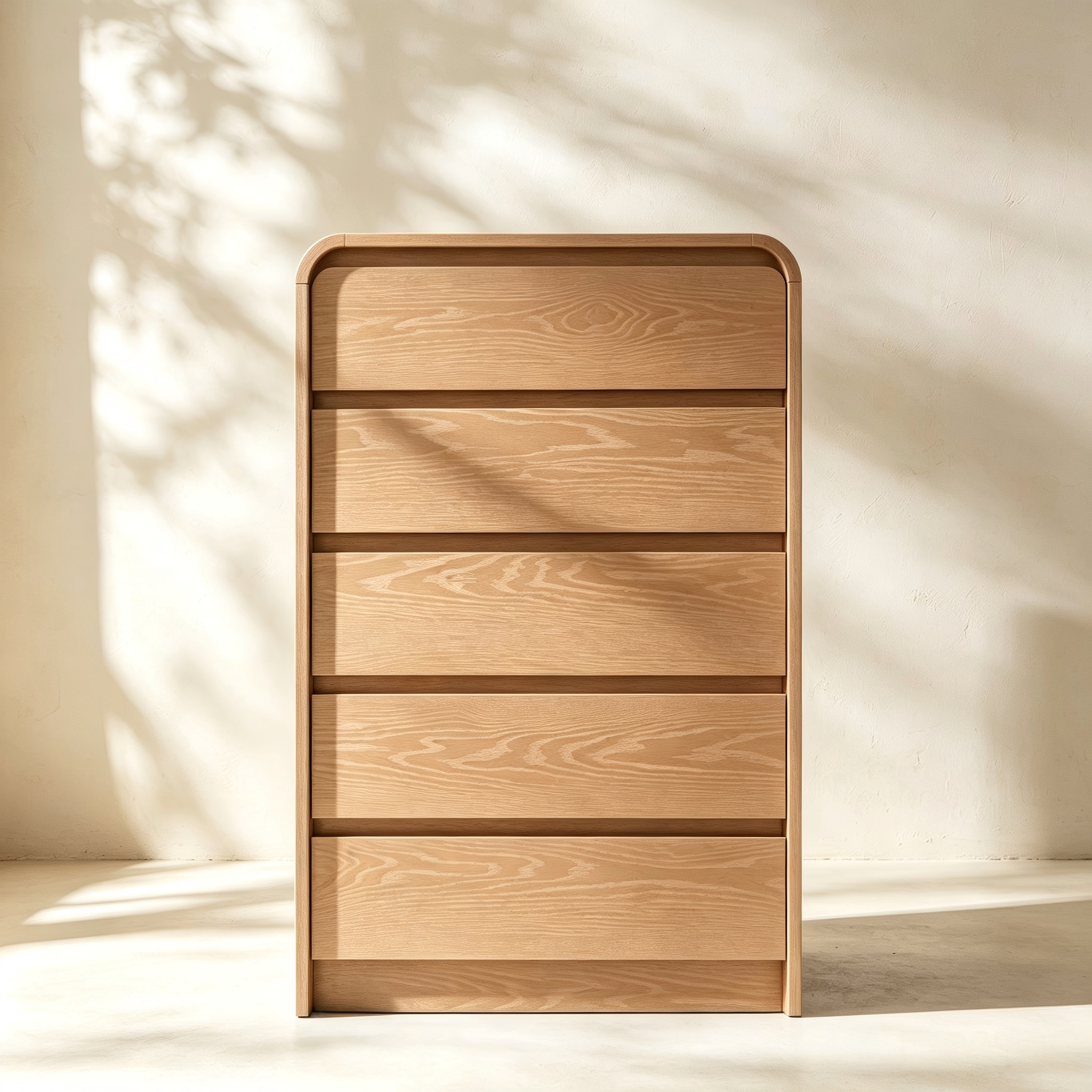 Rounded Five-Drawer Tall Chest for custom bedroom furniture collections