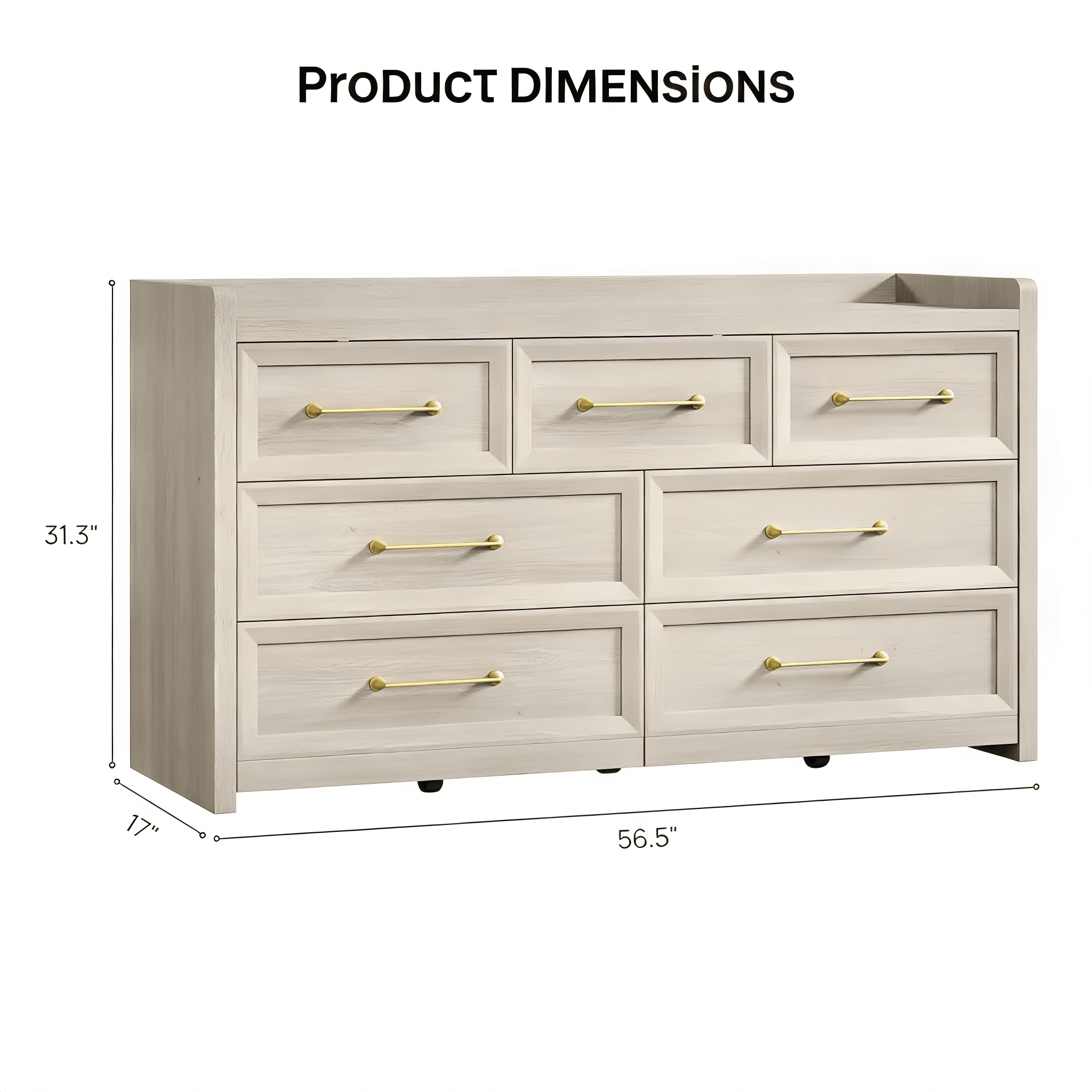 DR010 Seven-Drawer Wood Dresser product dimensions
