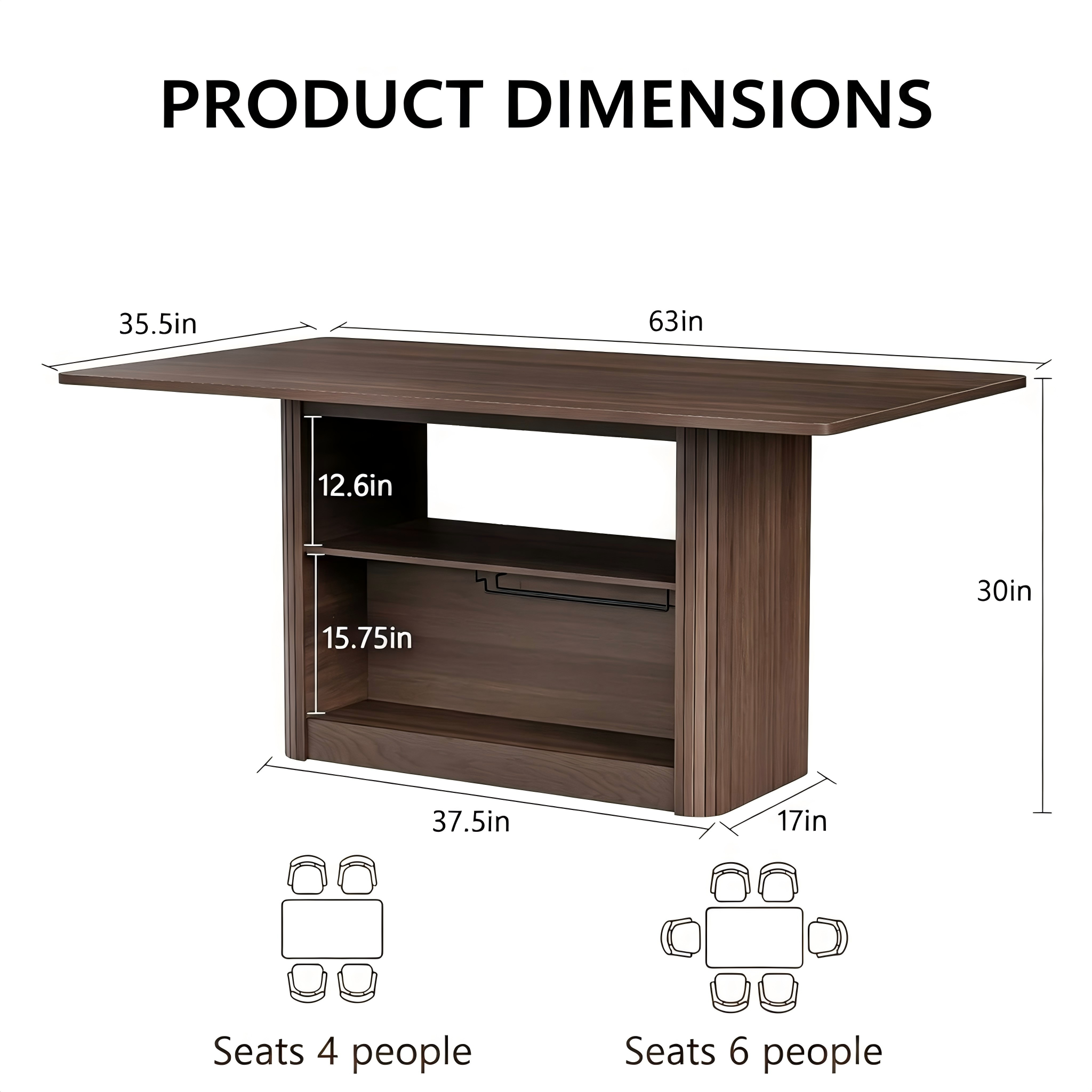DT003 Dining Table with Integrated Storage product dimensions