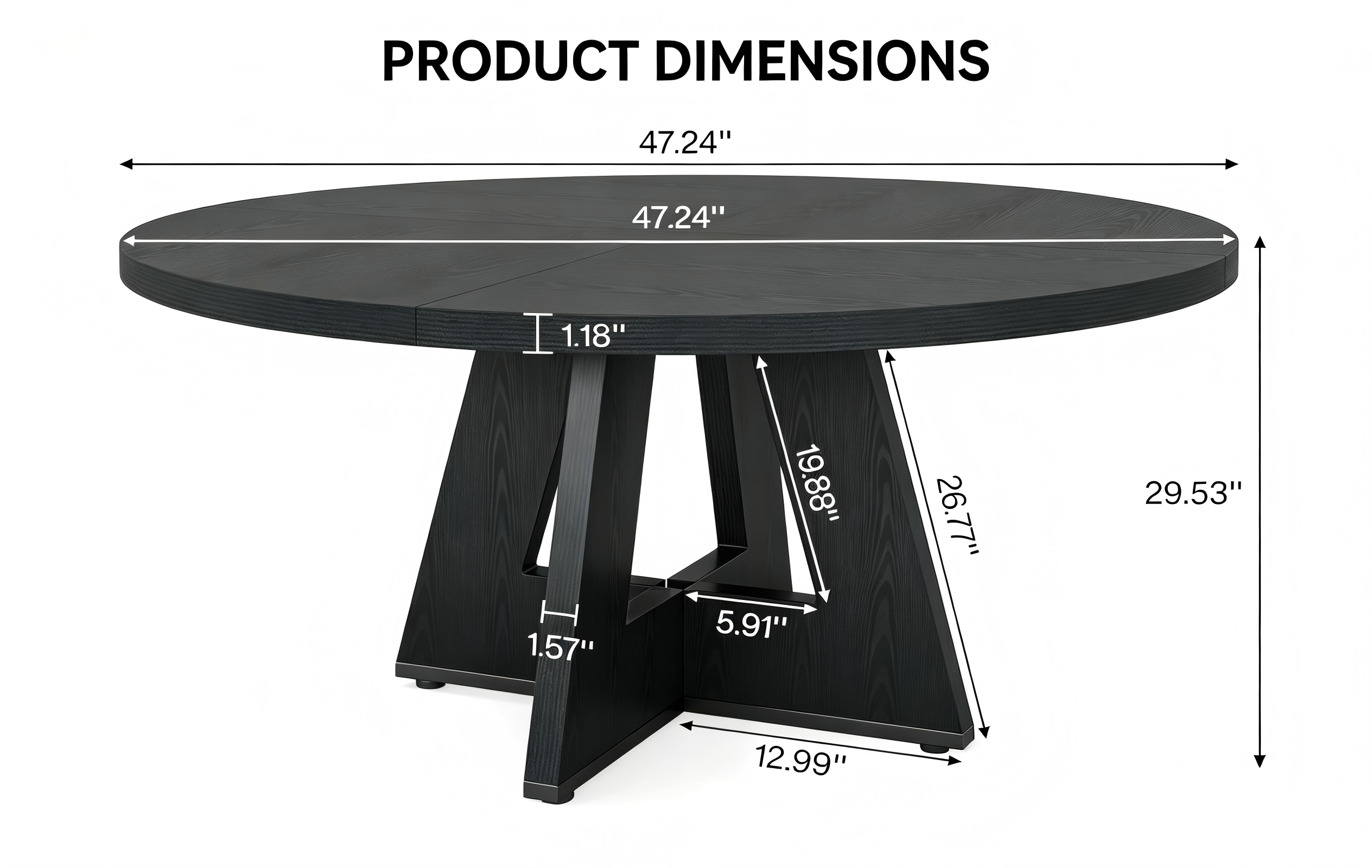 DT005 Round Cross-Base Dining Table product dimensions