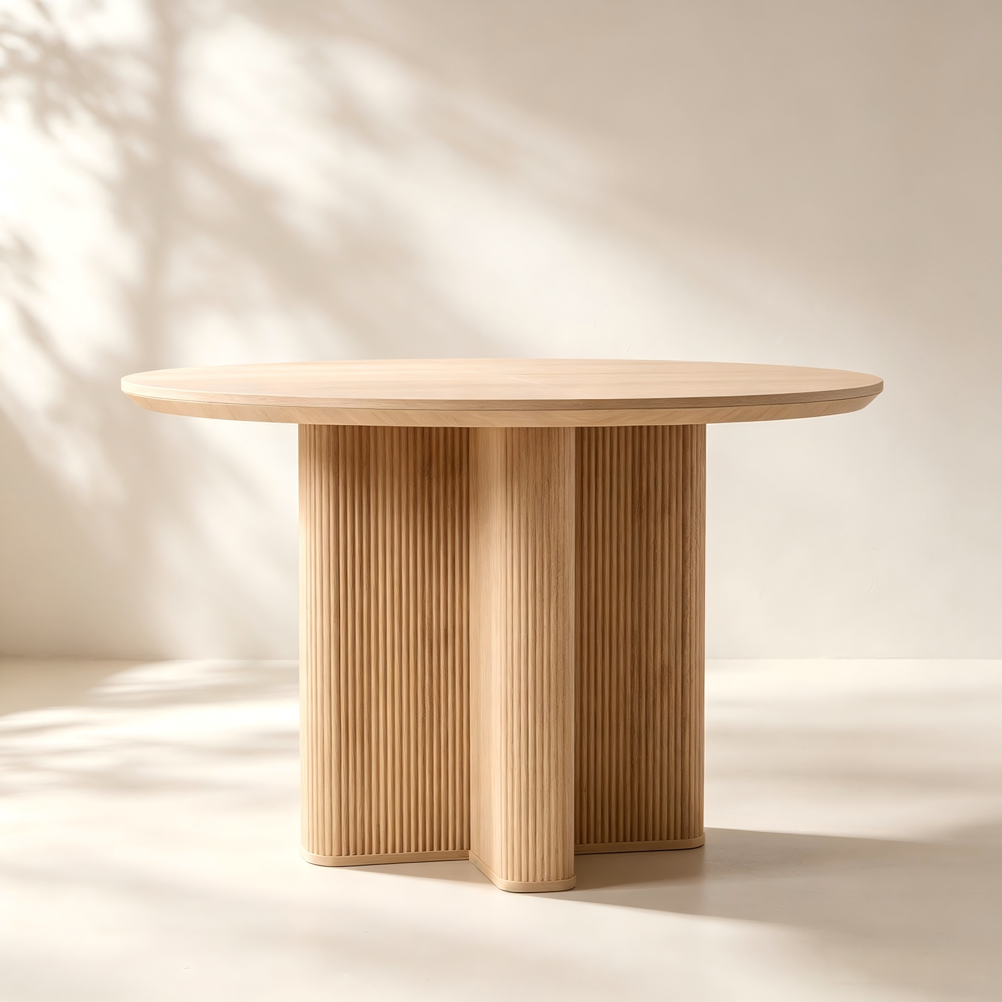 Round Fluted Pedestal Dining Table thumbnail view 1