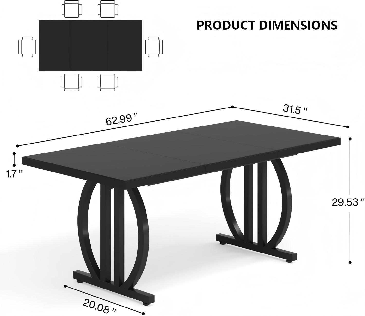 DT011 Marble-Look Dining Table with Geometric Metal Base product dimensions