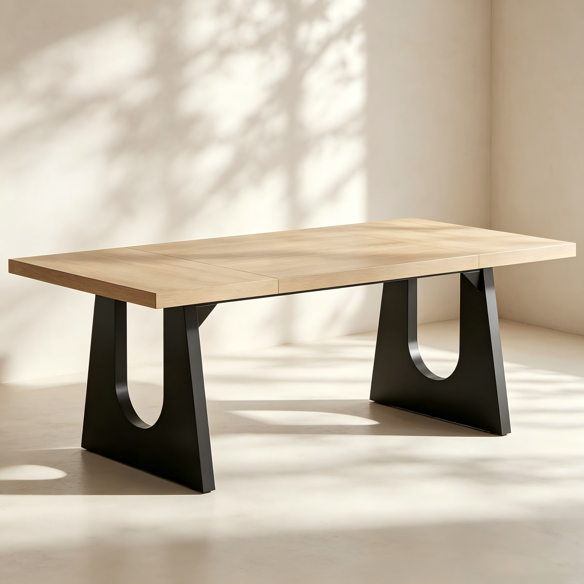 Modern Wood Dining Table with Black U-Legs thumbnail view 1