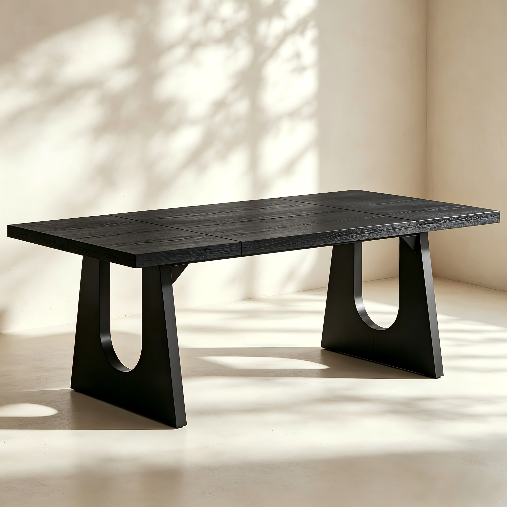 Modern Wood Dining Table with Black U-Legs thumbnail view 2