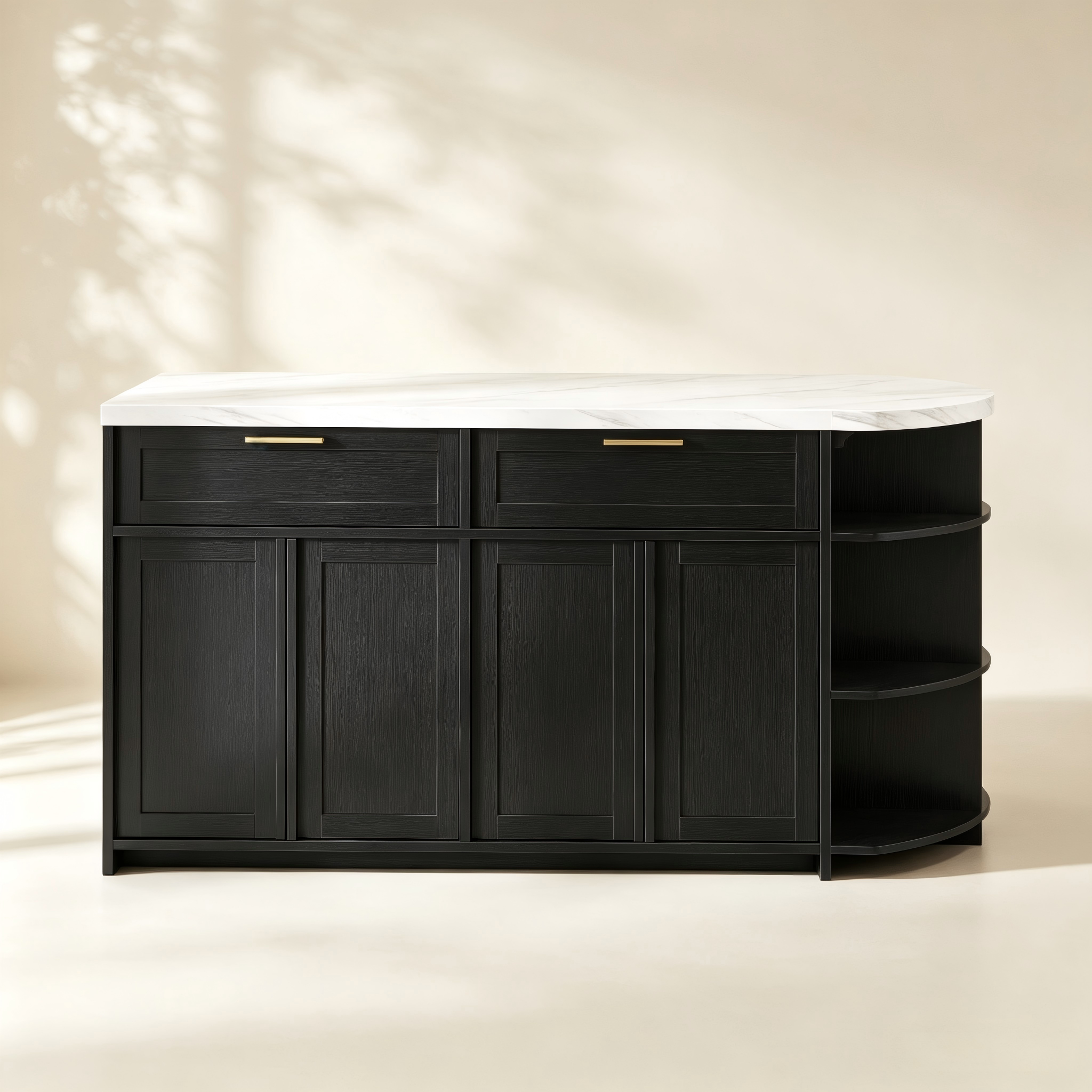Kitchen Island with Curved Side Shelves thumbnail view 2