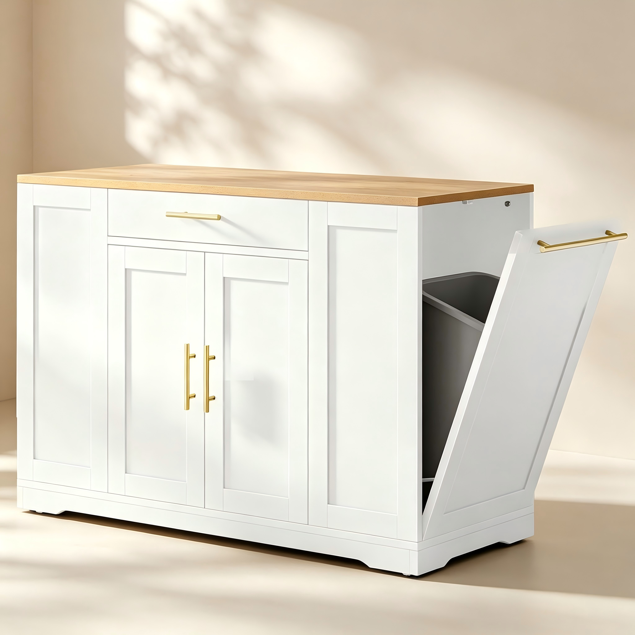 Kitchen Island with Tilt-Out Waste Bin for custom dining room and kitchen furniture collections