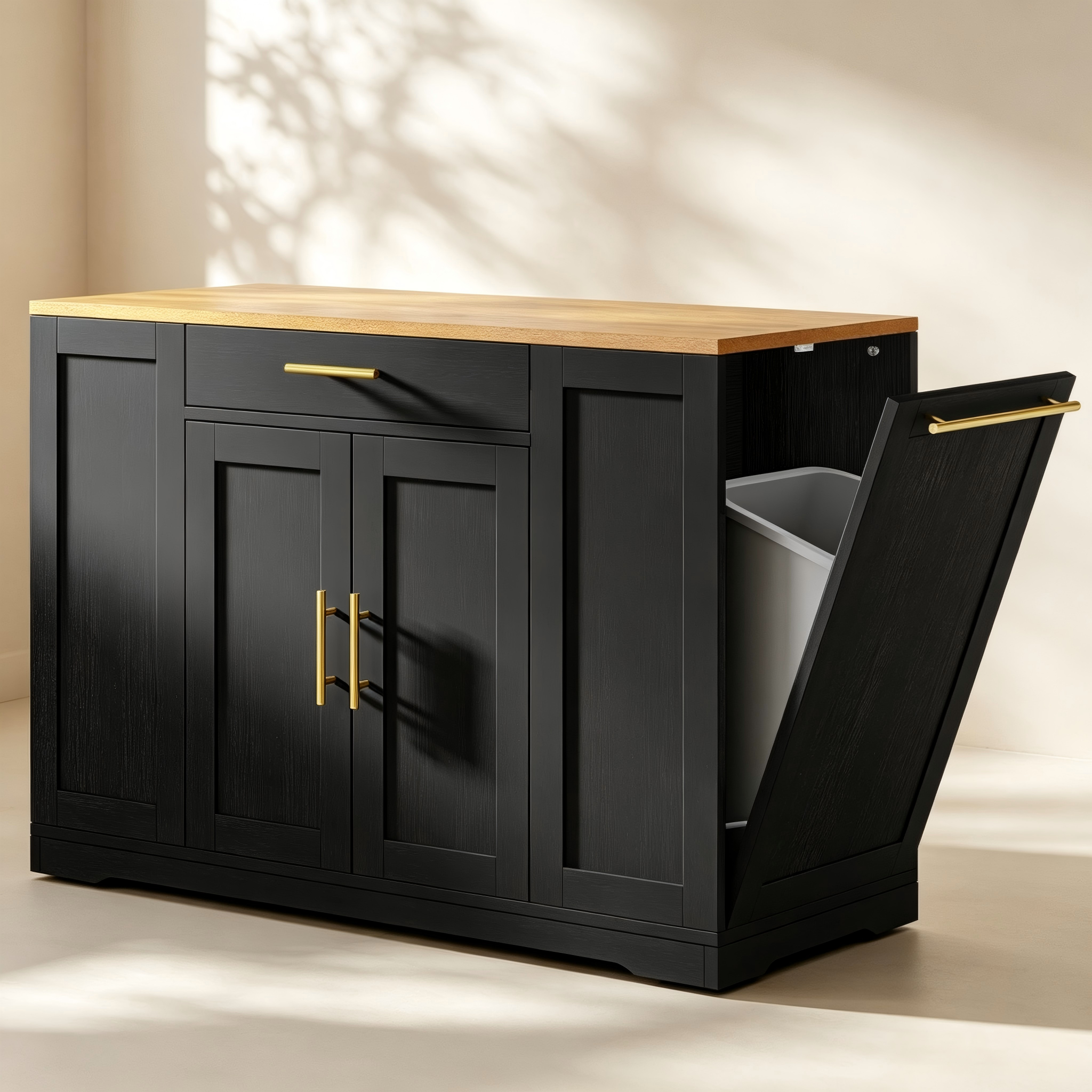 Kitchen Island with Tilt-Out Waste Bin thumbnail view 2