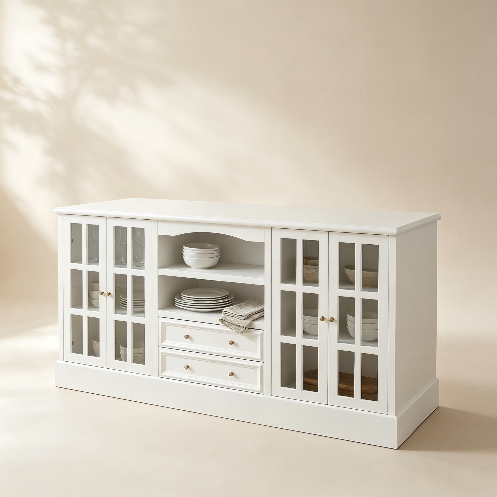 Glass-Door Kitchen Storage Island for custom dining room and kitchen furniture collections