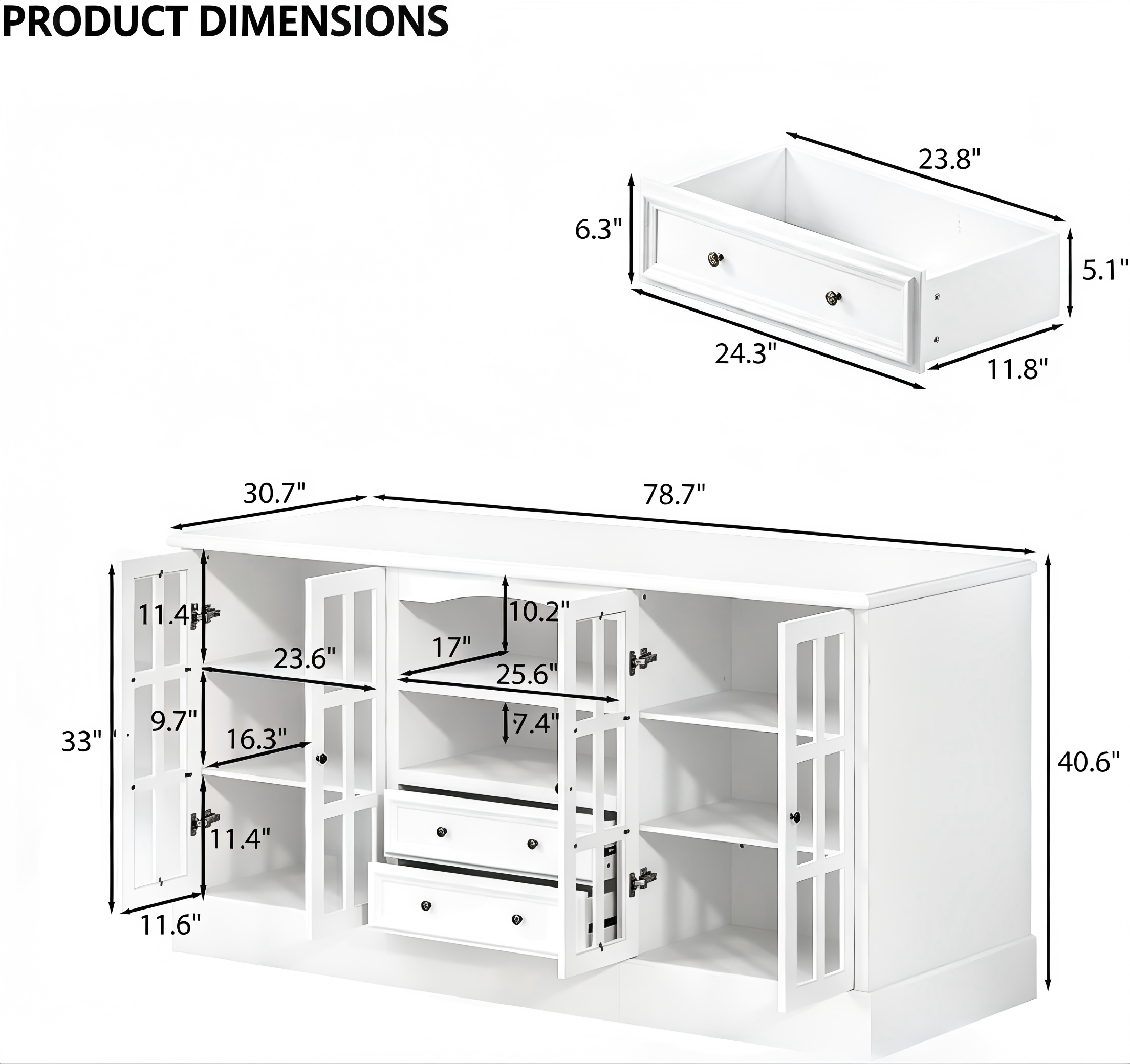 KT004 Glass-Door Kitchen Storage Island product dimensions