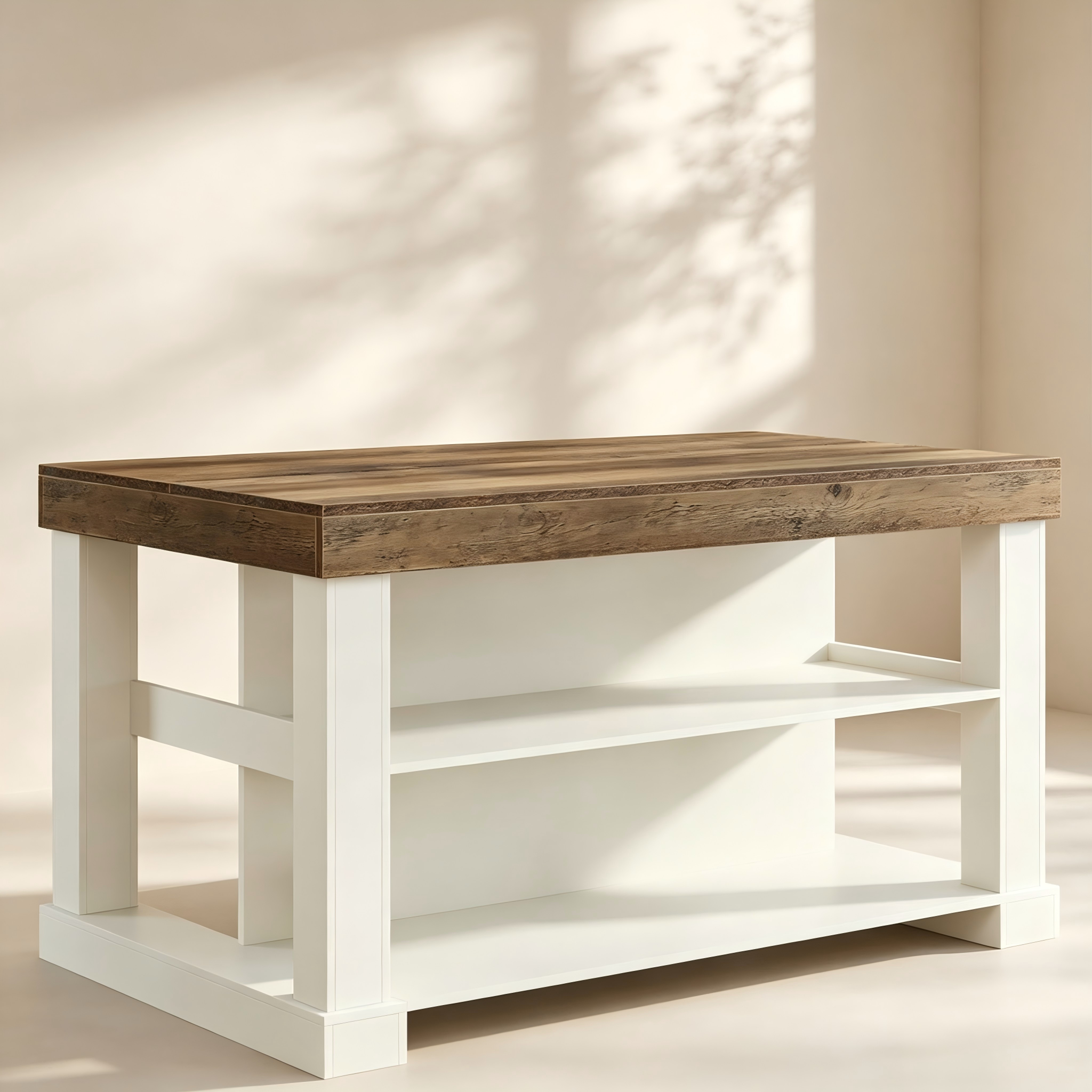 Open-Shelf Kitchen Island with Wood Top for custom dining room and kitchen furniture collections