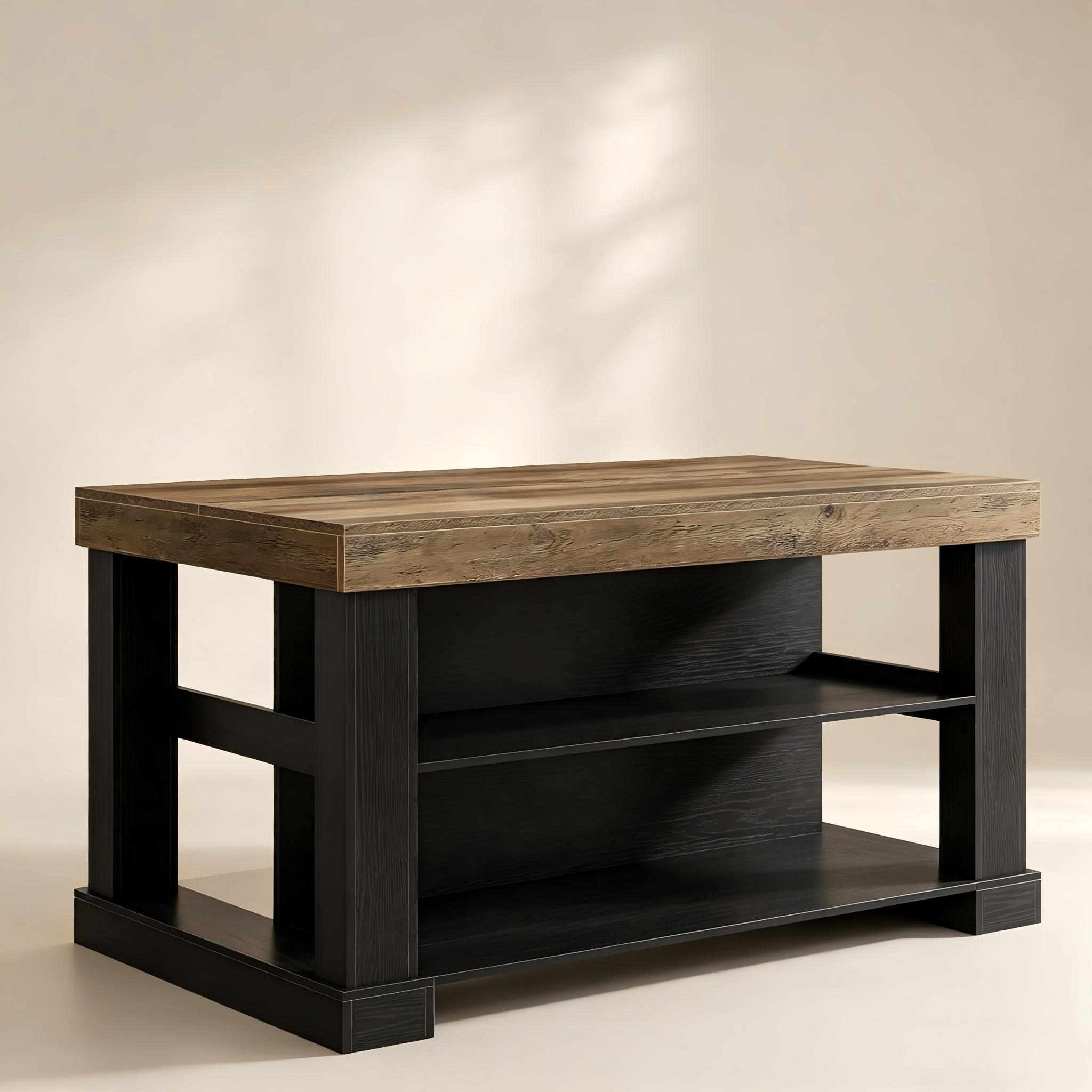 Open-Shelf Kitchen Island with Wood Top thumbnail view 2