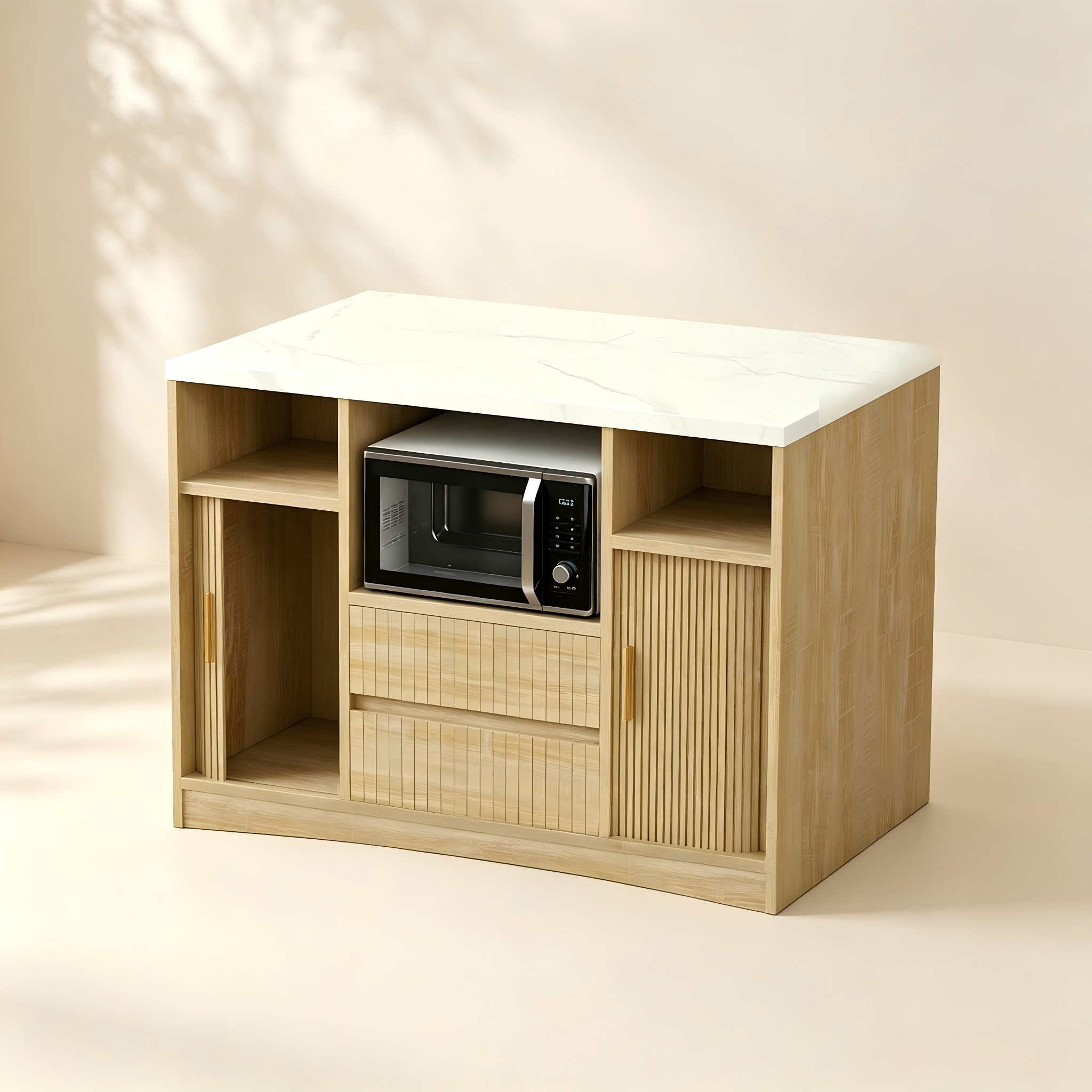 Microwave Kitchen Island with Storage thumbnail view 2