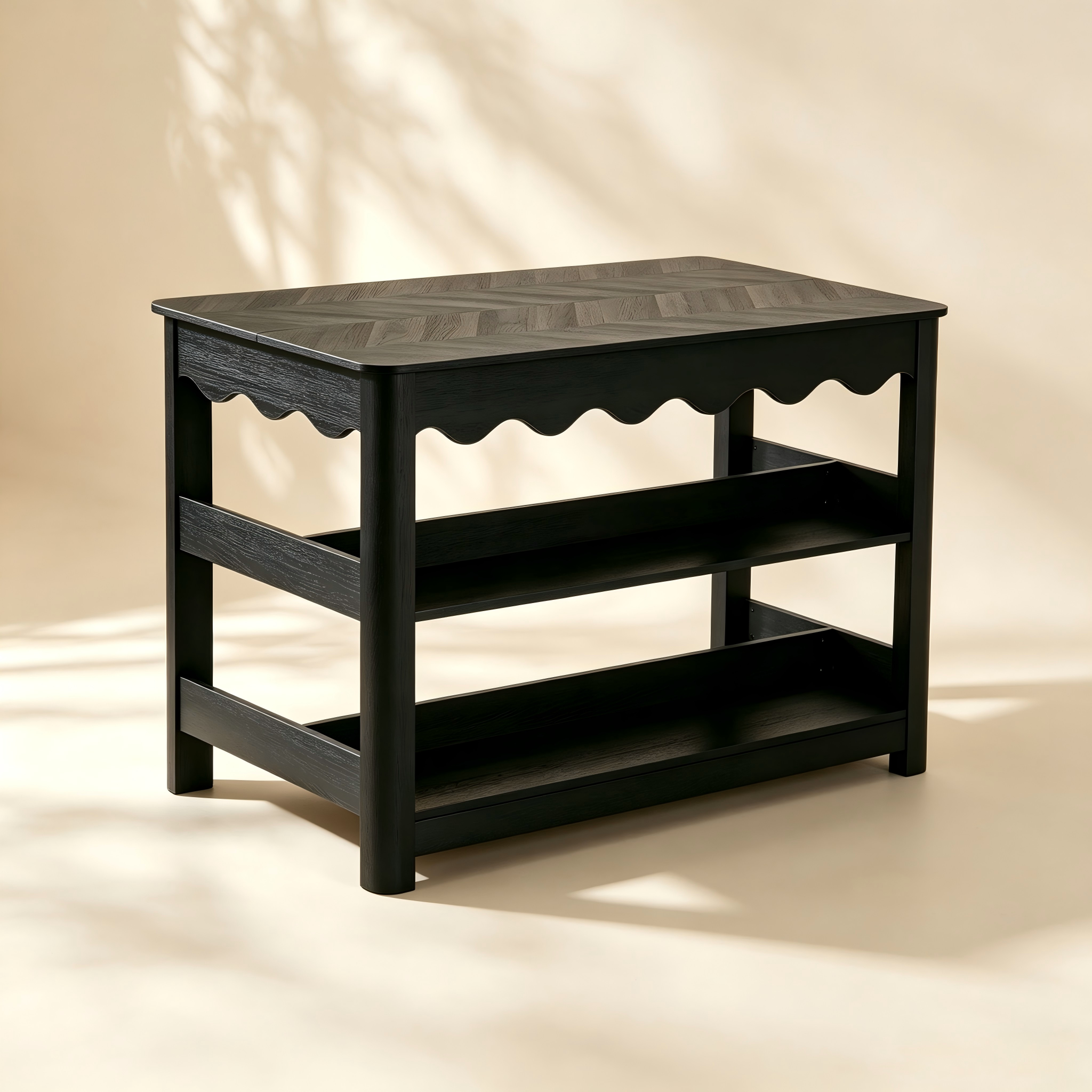 Scalloped Open-Shelf Kitchen Island thumbnail view 2