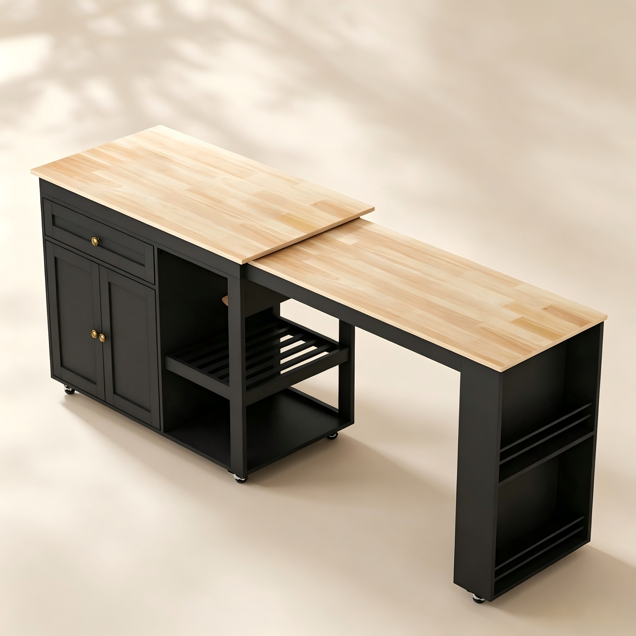 Extendable Kitchen Island with Dining Table thumbnail view 2