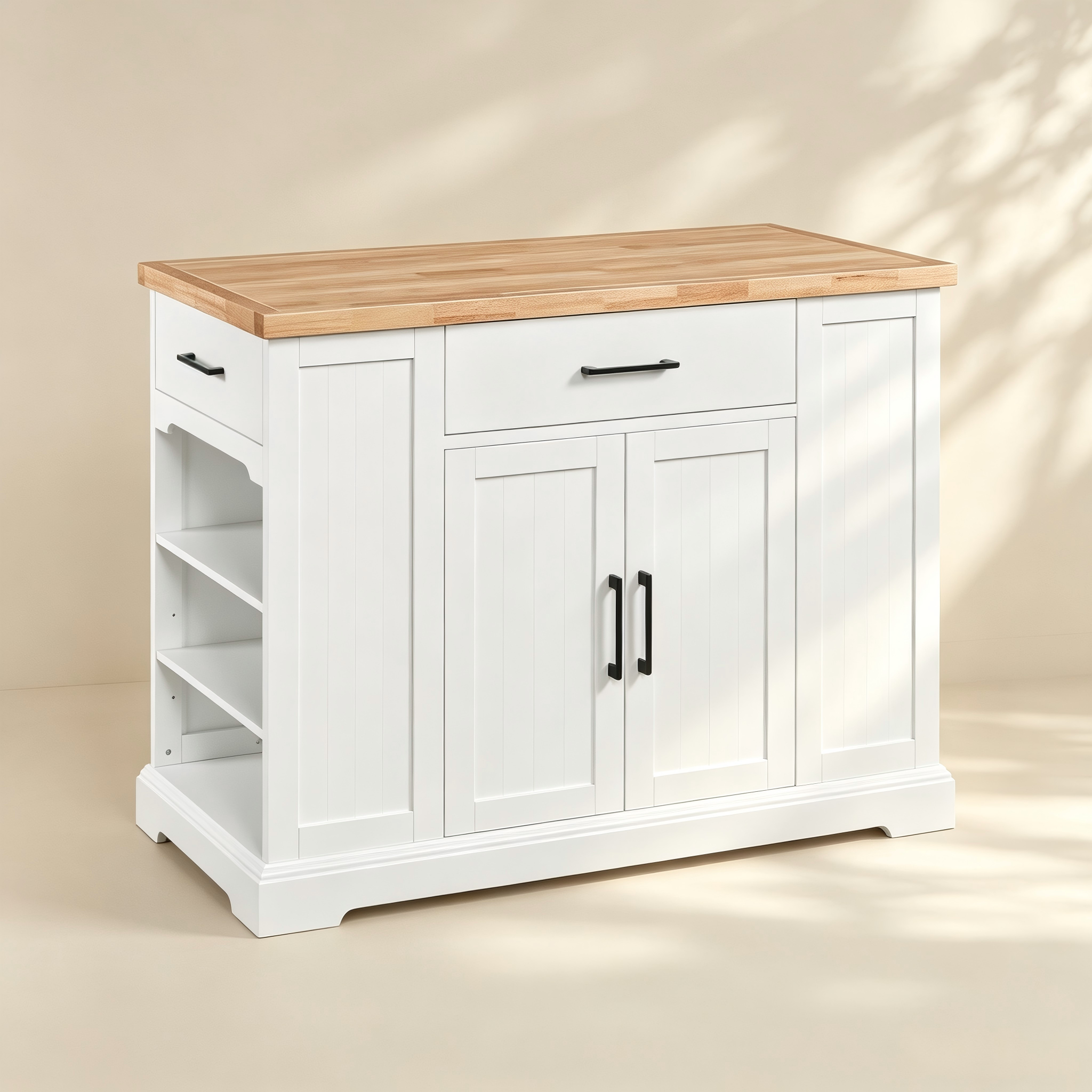 Kitchen Island with Drawers and Side Shelves thumbnail view 1