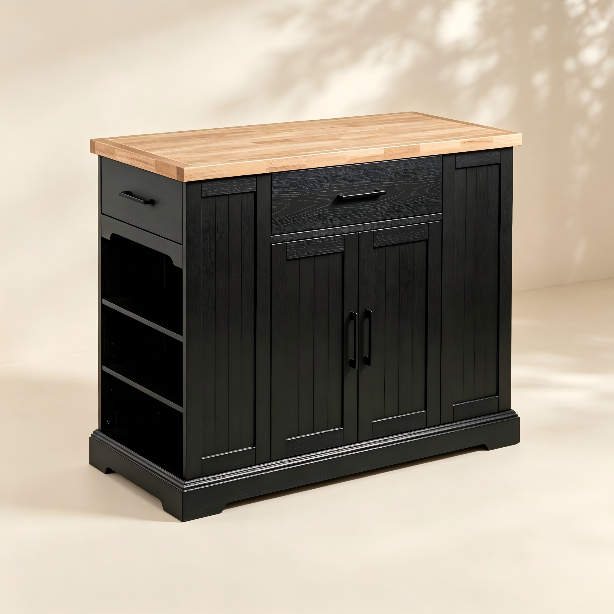 Kitchen Island with Drawers and Side Shelves thumbnail view 2