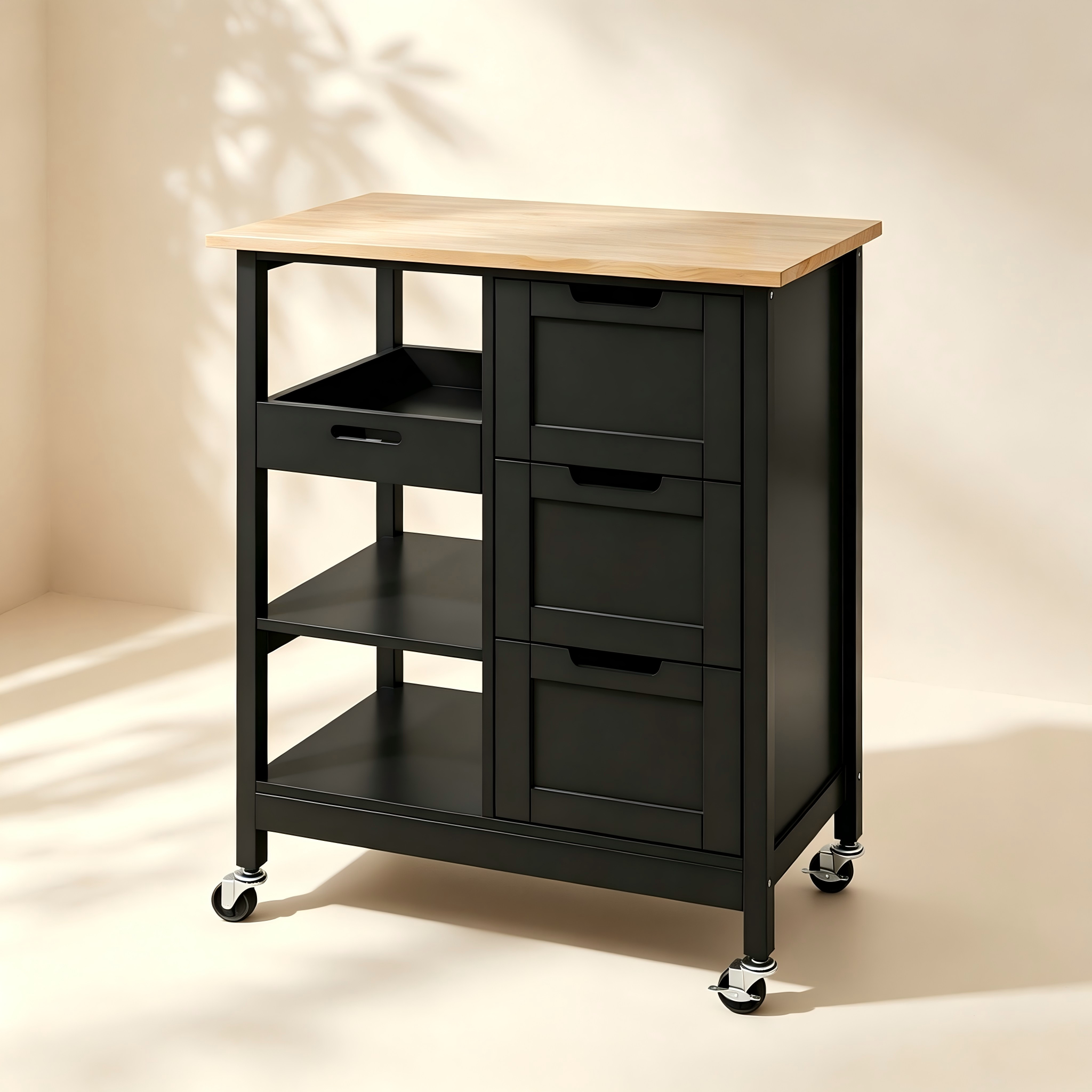 Rolling Kitchen Island with Drawers thumbnail view 1