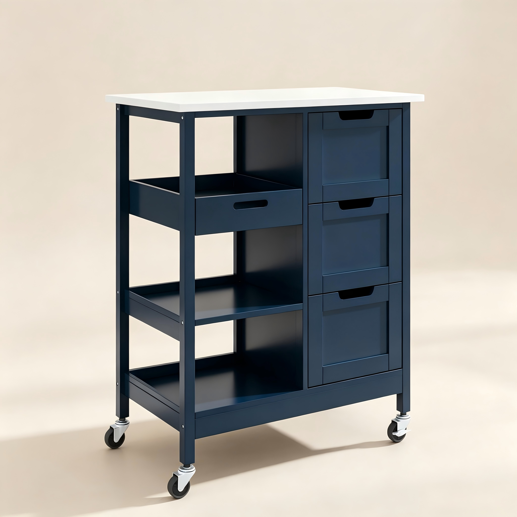 Rolling Kitchen Island with Drawers for custom dining room and kitchen furniture collections
