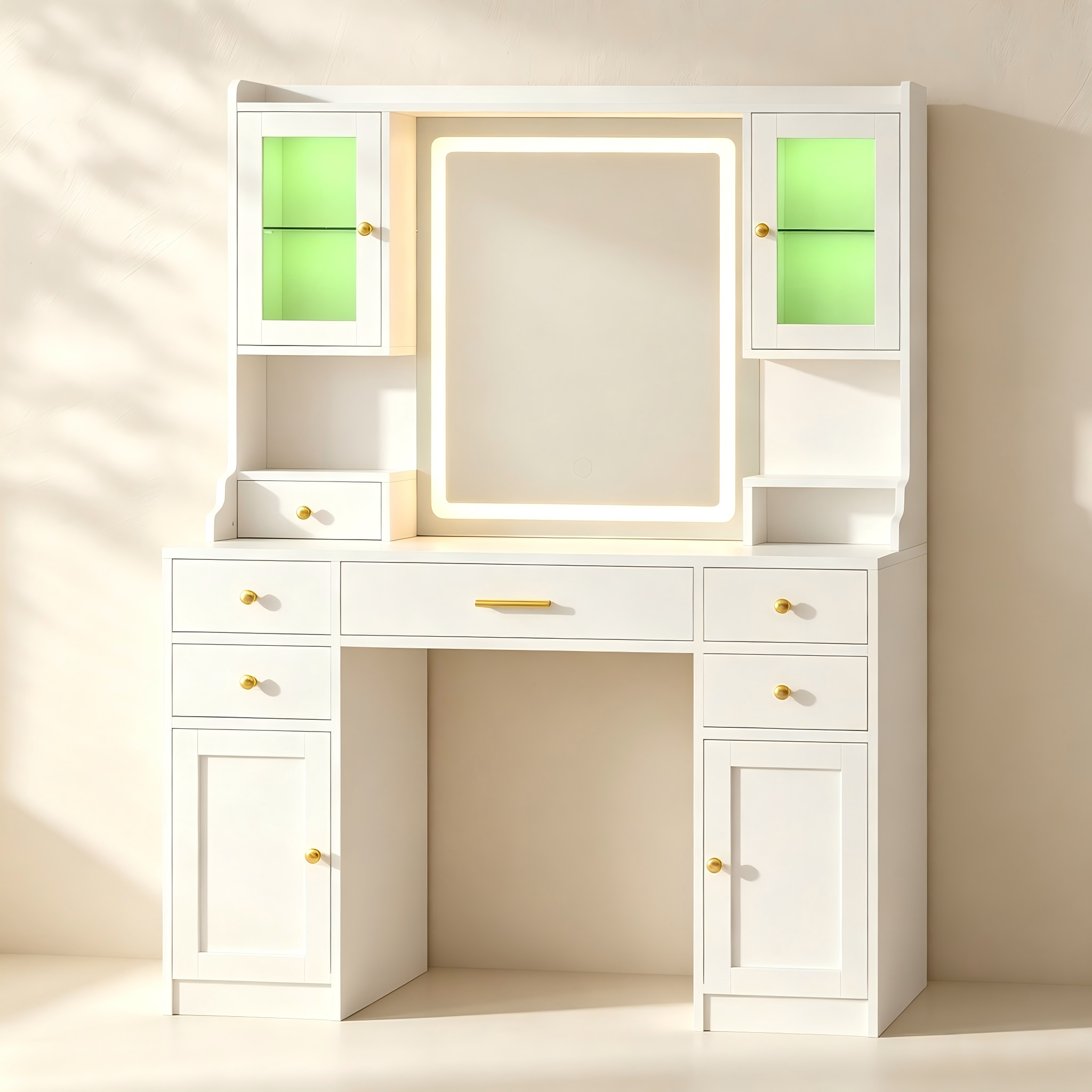 Makeup Vanity with LED Mirror and Ambient Lighting thumbnail view 1