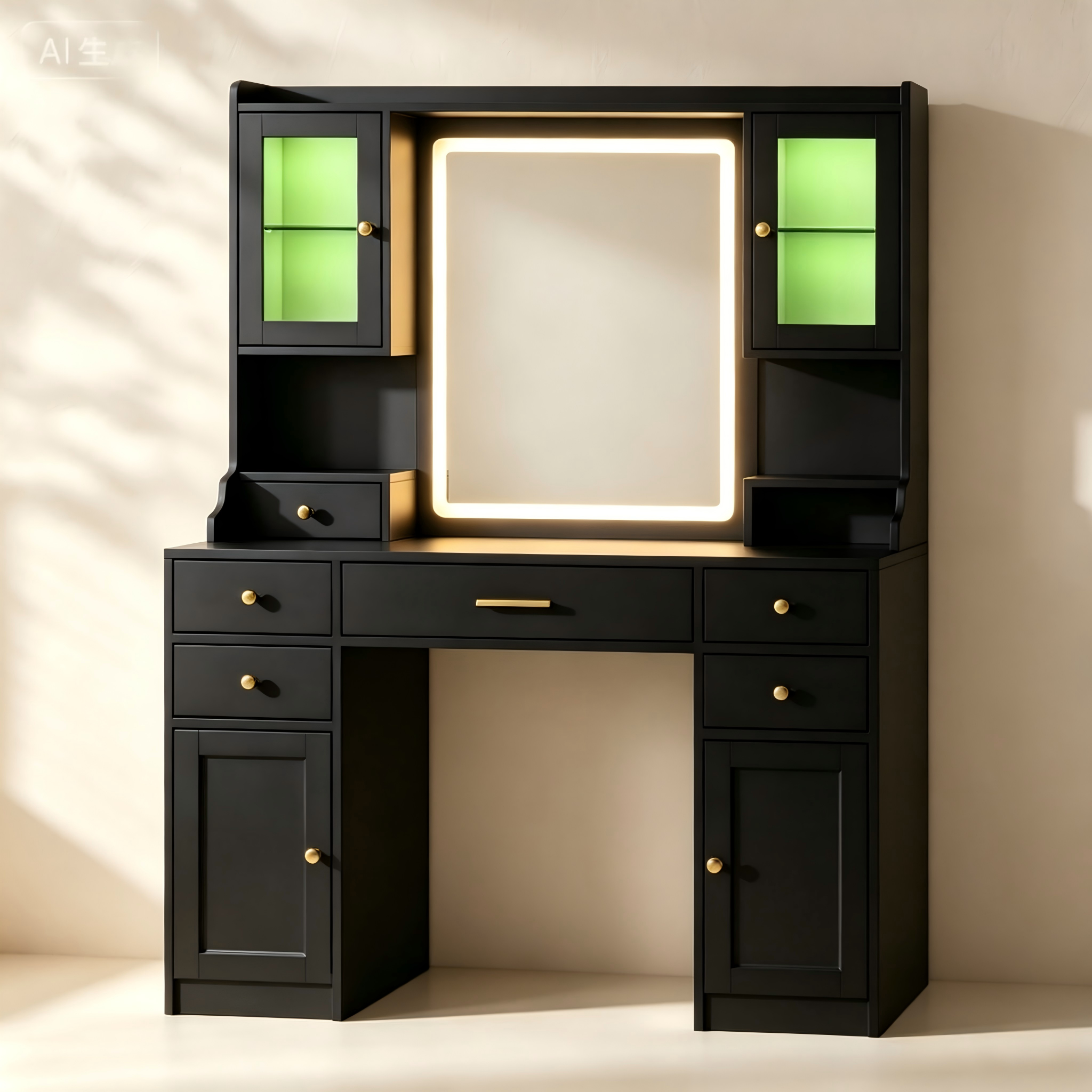 Makeup Vanity with LED Mirror and Ambient Lighting thumbnail view 2