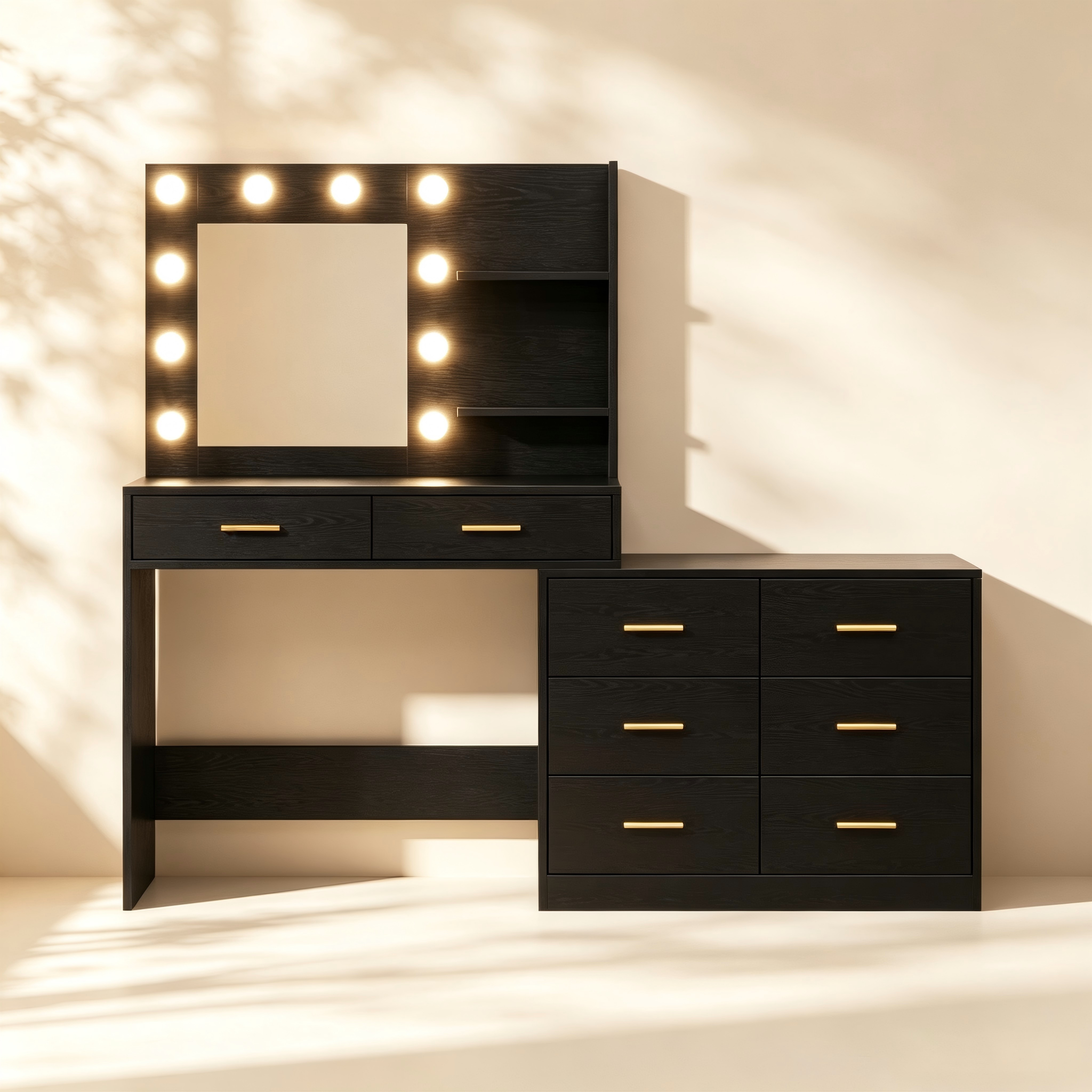 L-Shaped Hollywood Bulb Makeup Vanity thumbnail view 2
