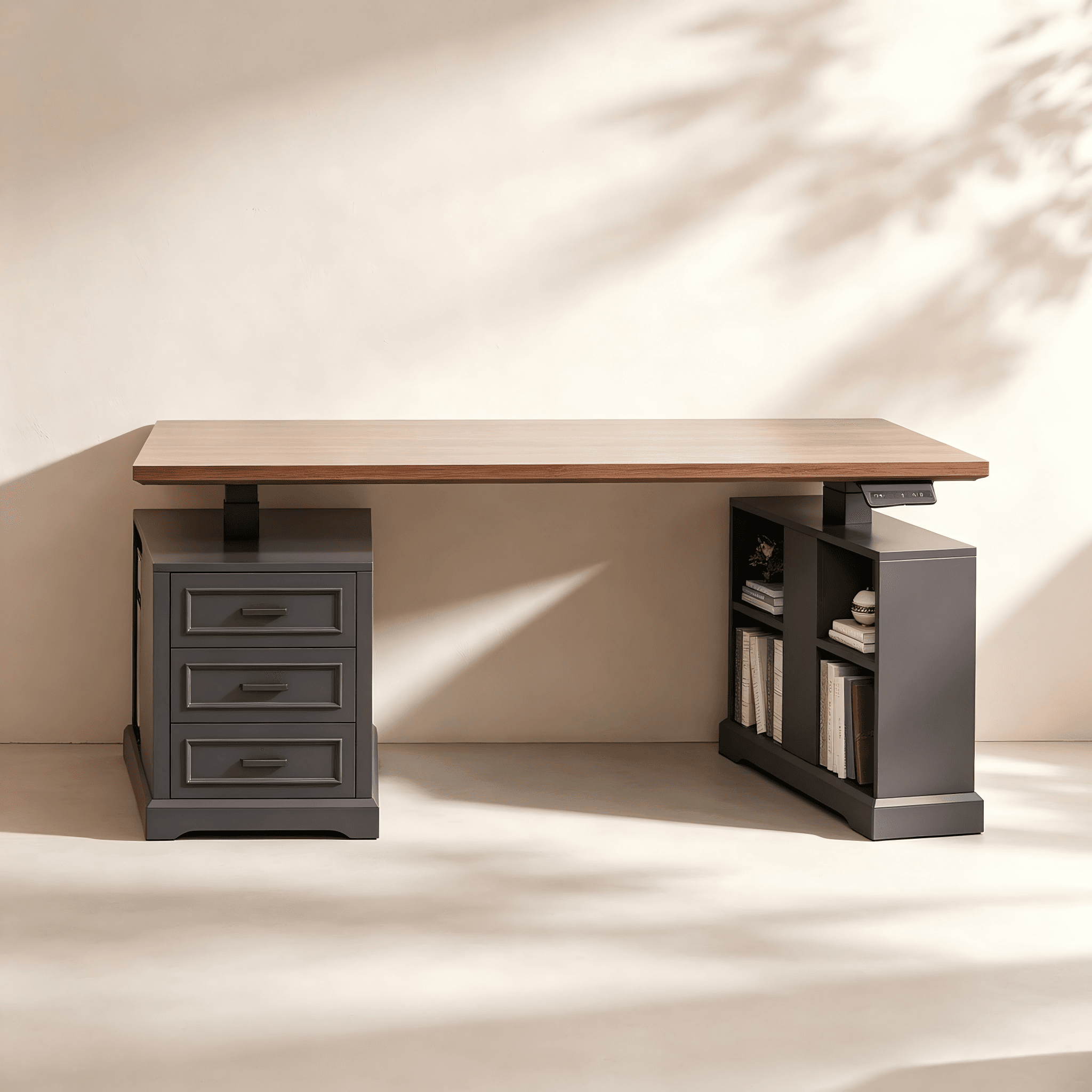 Electric Height-Adjustable Desk with Storage Cabinet thumbnail view 2