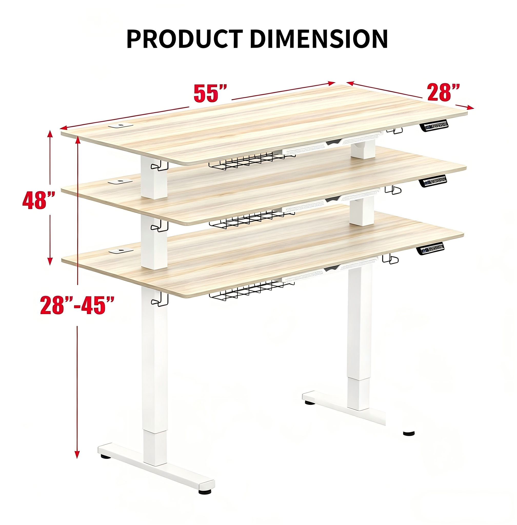 OD004 Electric Sit-Stand Office Desk product dimensions