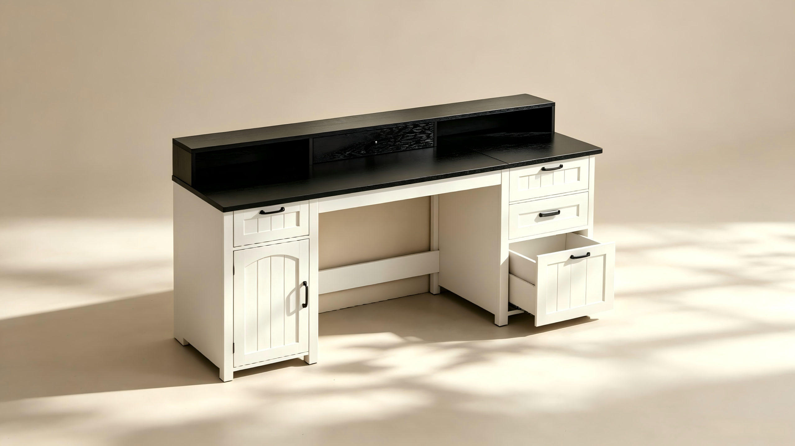 Office Desk with Monitor Shelf and File Storage thumbnail view 1