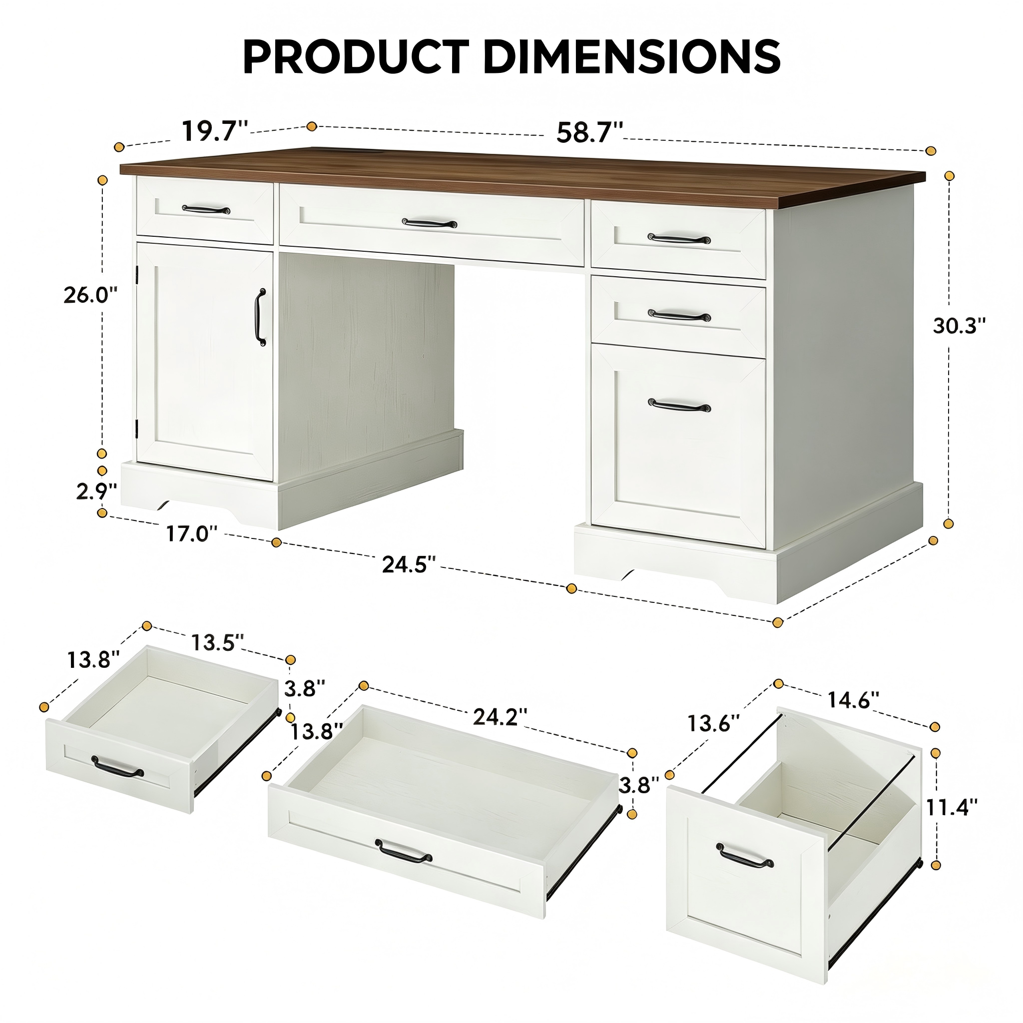 OD008 Double-Pedestal Executive Office Desk product dimensions