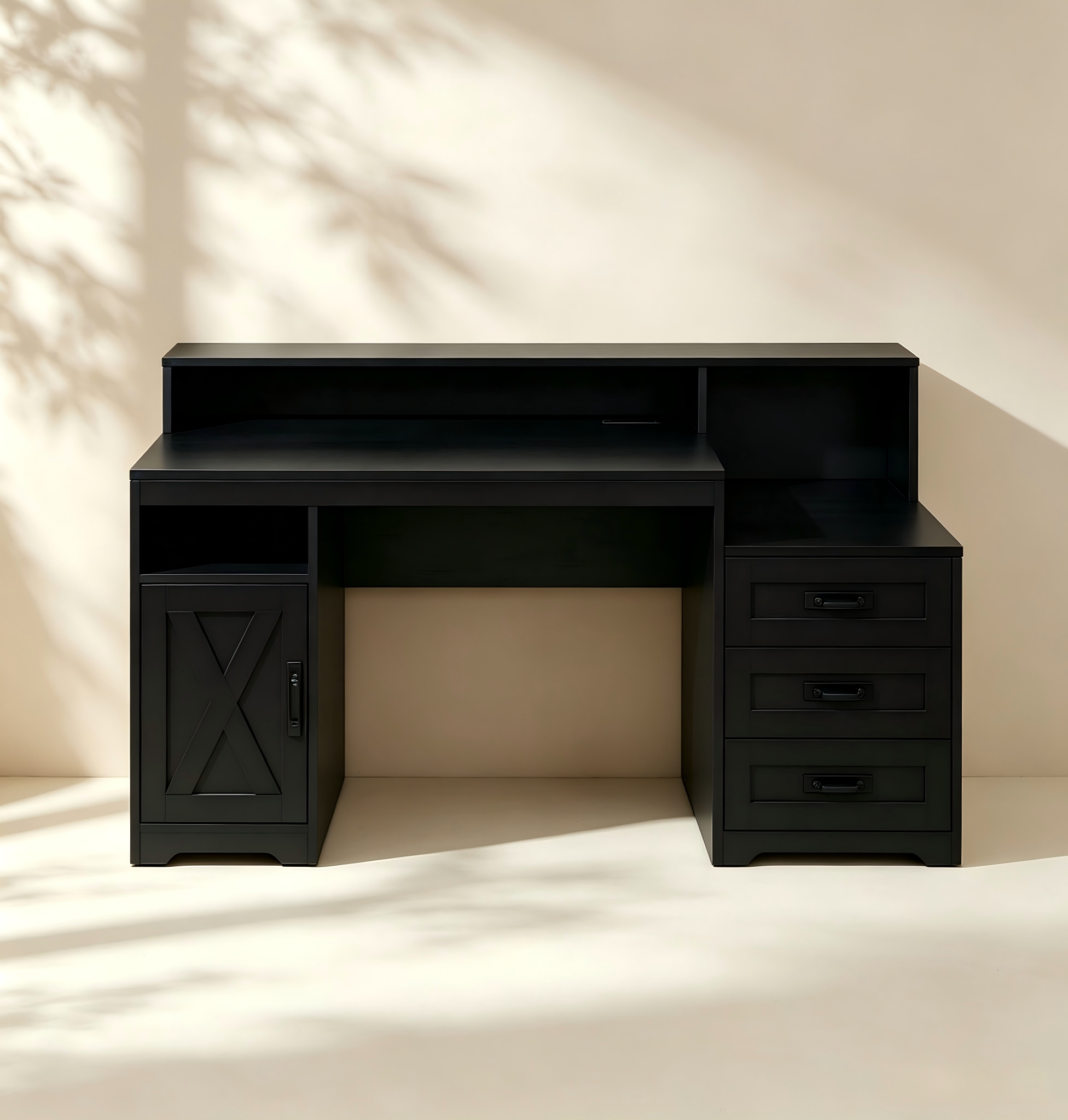 Farmhouse Office Desk with Hutch and Drawers thumbnail view 2