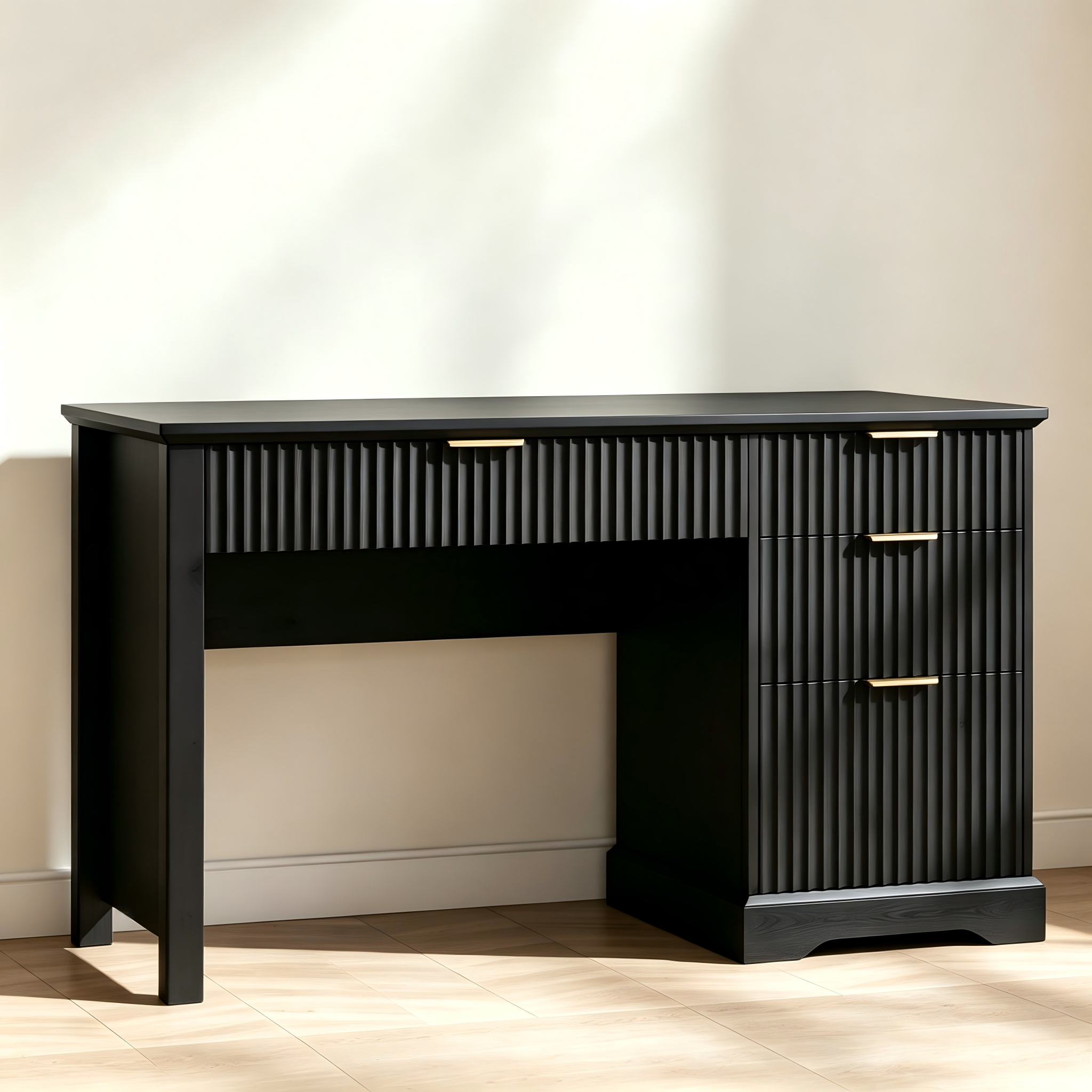 Compact Fluted Office Desk with Drawers thumbnail view 2
