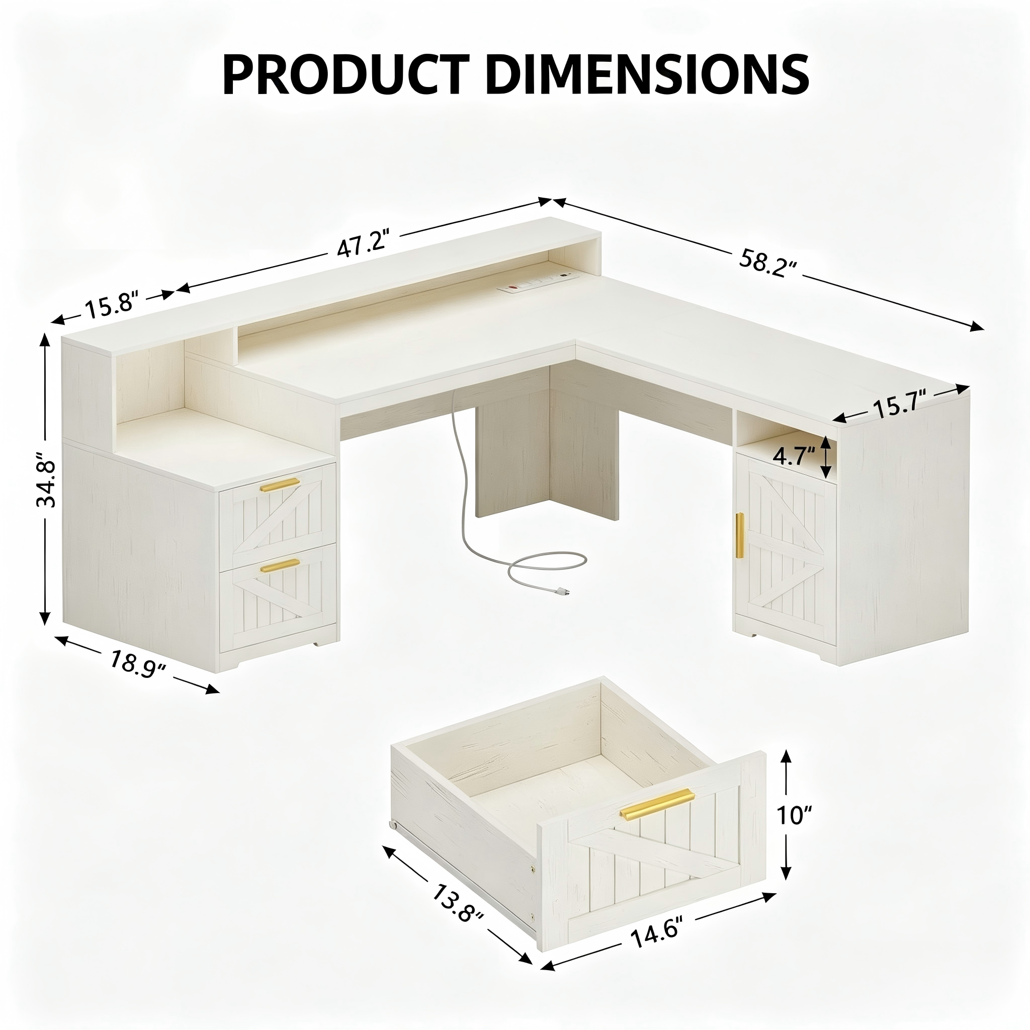OD014 L-Shaped Office Desk with Storage Cabinets product dimensions