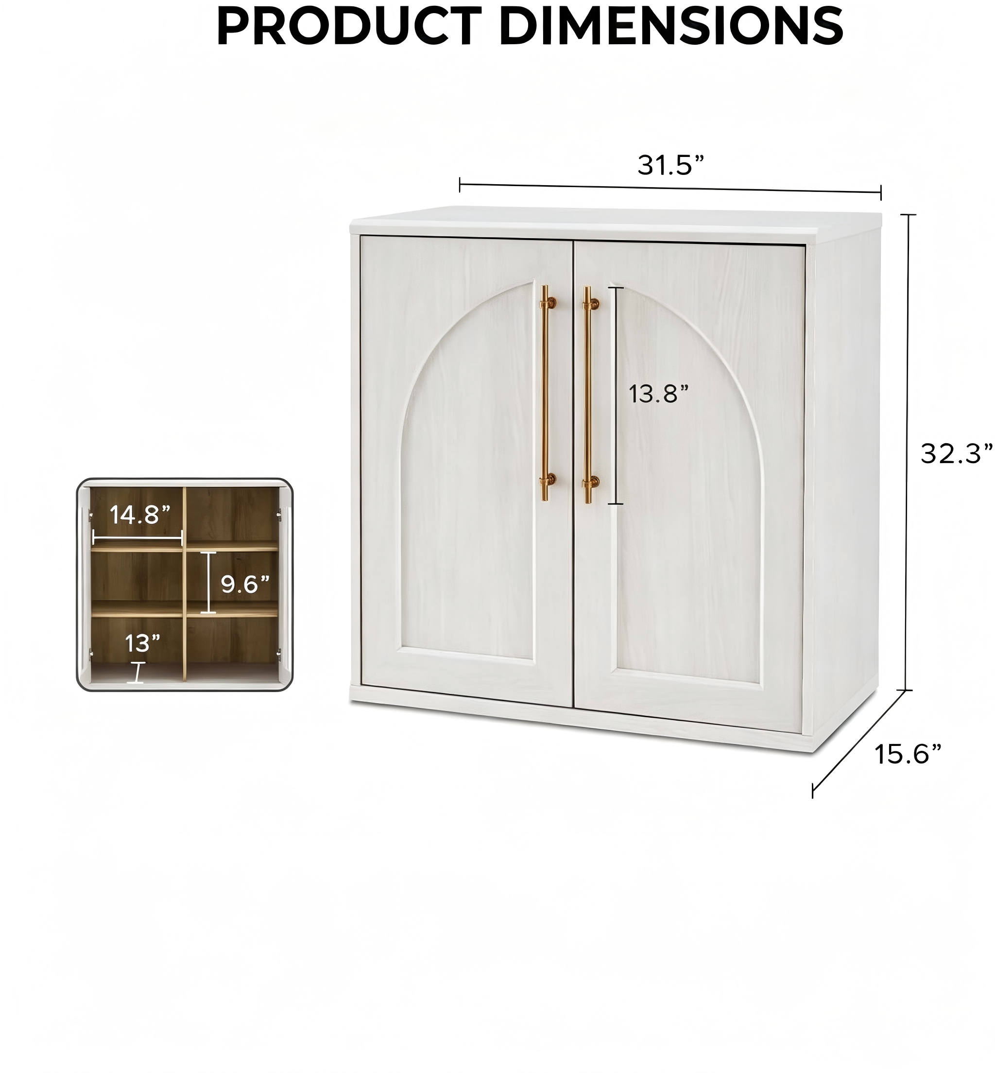 SB001 Arched-Panel Two-Door Sideboard product dimensions