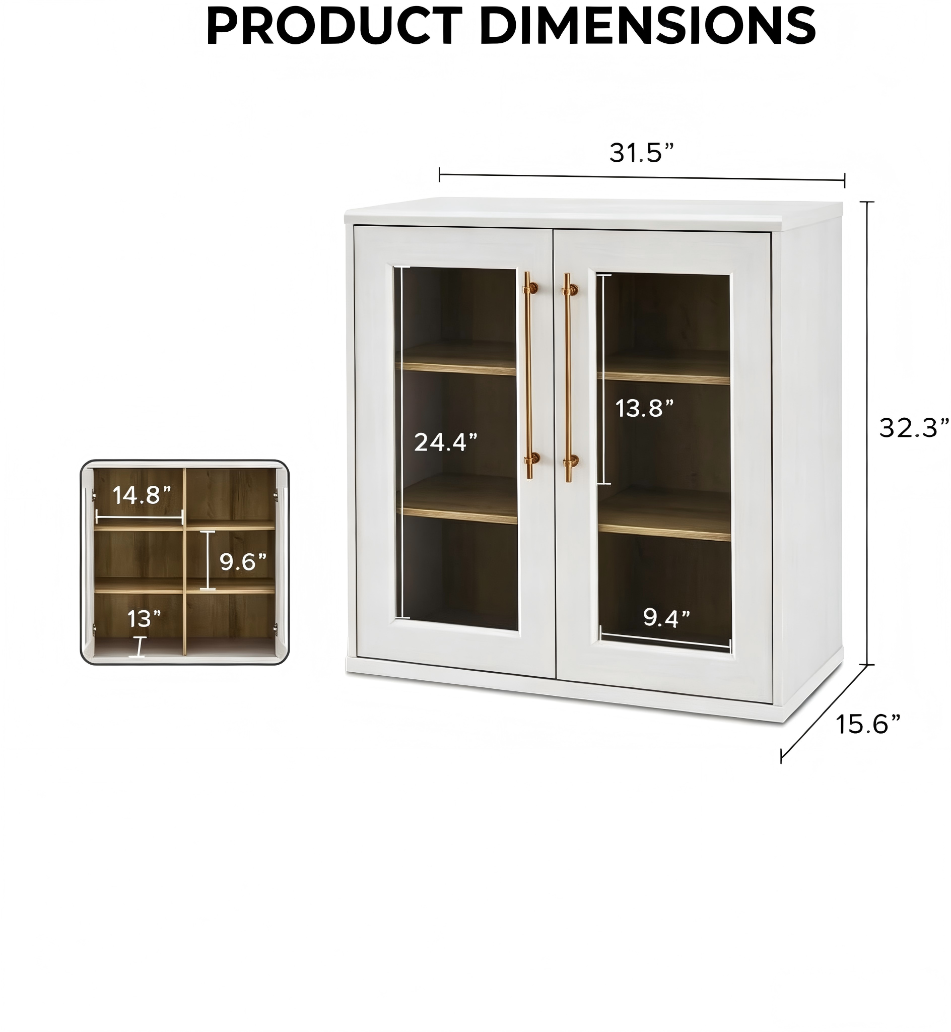 SB002 Four-Door Glass Display Sideboard product dimensions