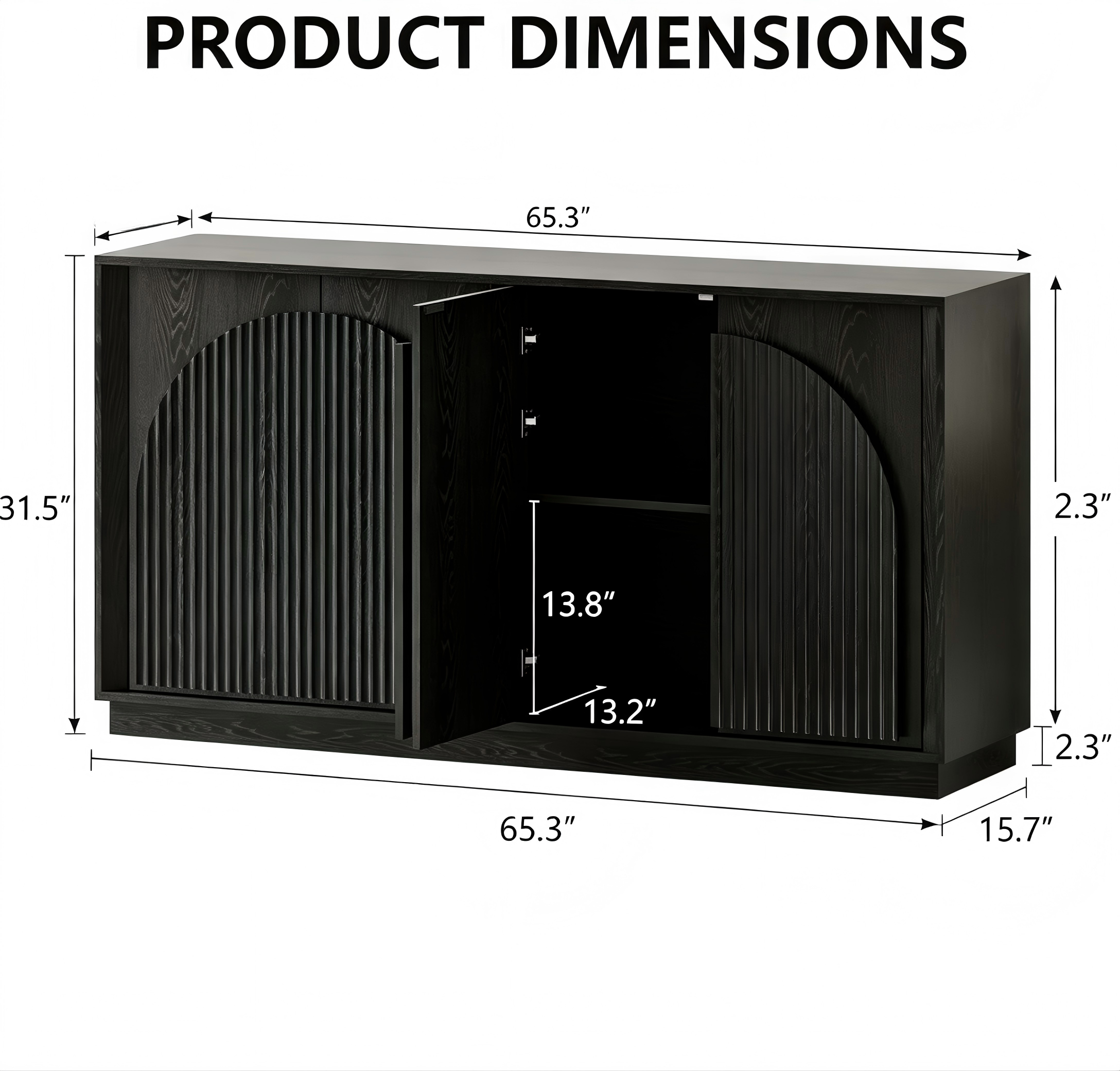 SB009 Arched Fluted Four-Door Sideboard product dimensions