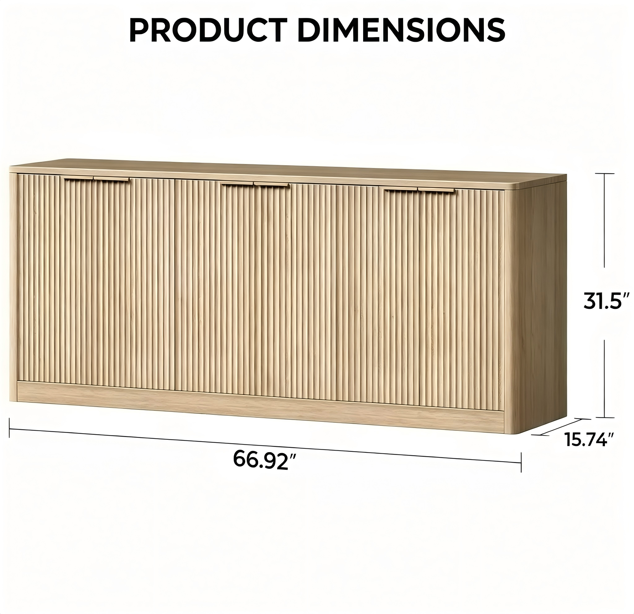 SB010 Modern Fluted Six-Door Sideboard product dimensions